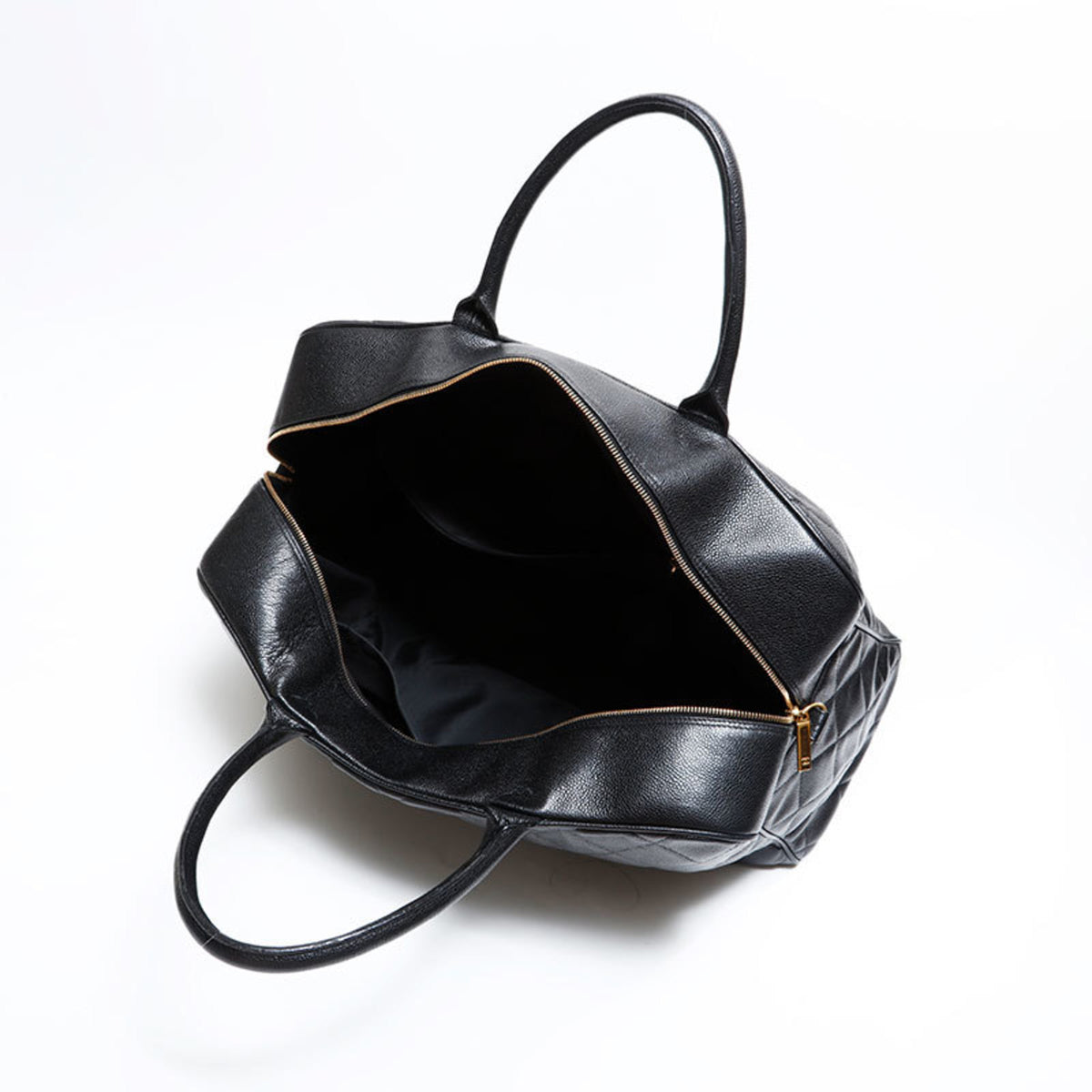 Chanel Matelasse Black Grained Calfskin Boston Bag (Pre-Owned)