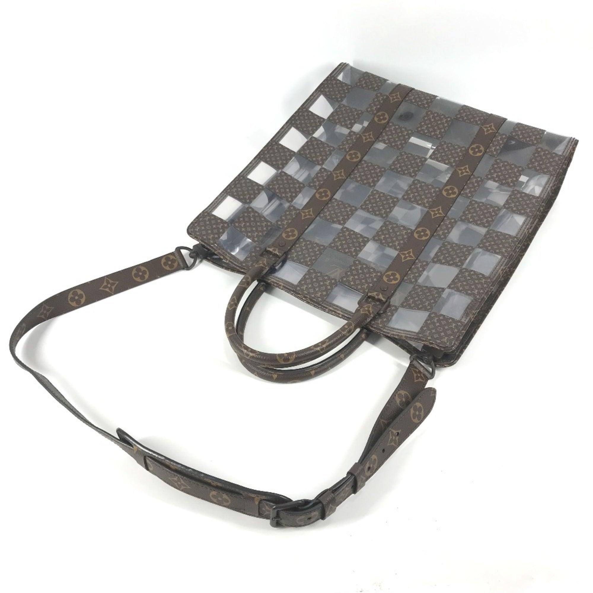Louis Vuitton Brown Clear Monogram Vinyl Handbag Tote Bag (Pre-Owned)