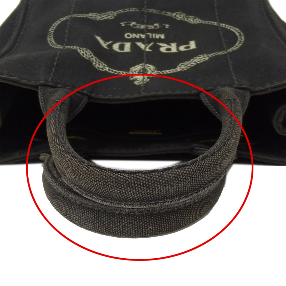 Prada Canapa Black Canvas Handbag (Pre-Owned)