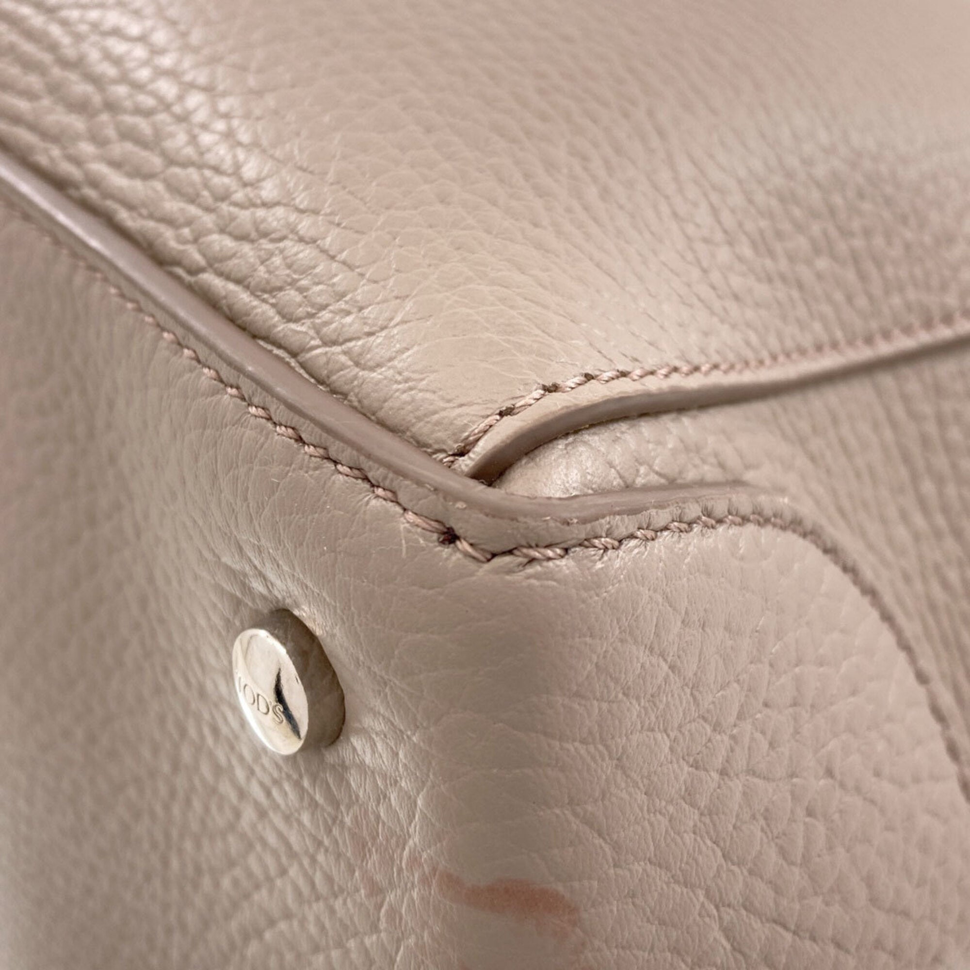 Tod's Grayish Leather Tote Bag (Pre-Owned)