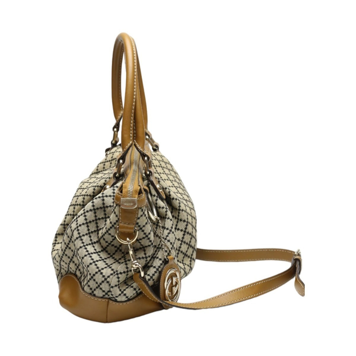 Gucci Beige Brown Canvas Shoulder Bag Tote Bag (Pre-Owned)