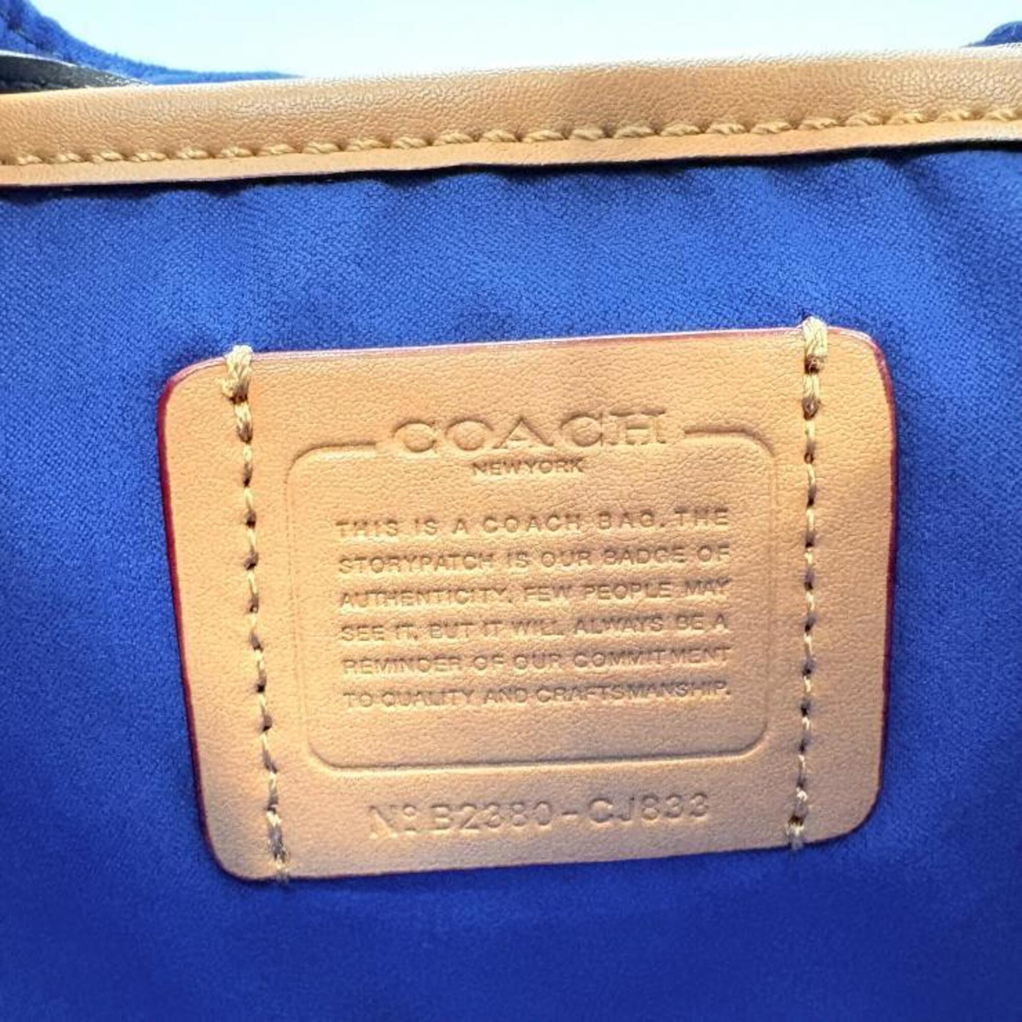 Coach Blue Brown Gold Denim Leather Backpack (Pre-Owned)