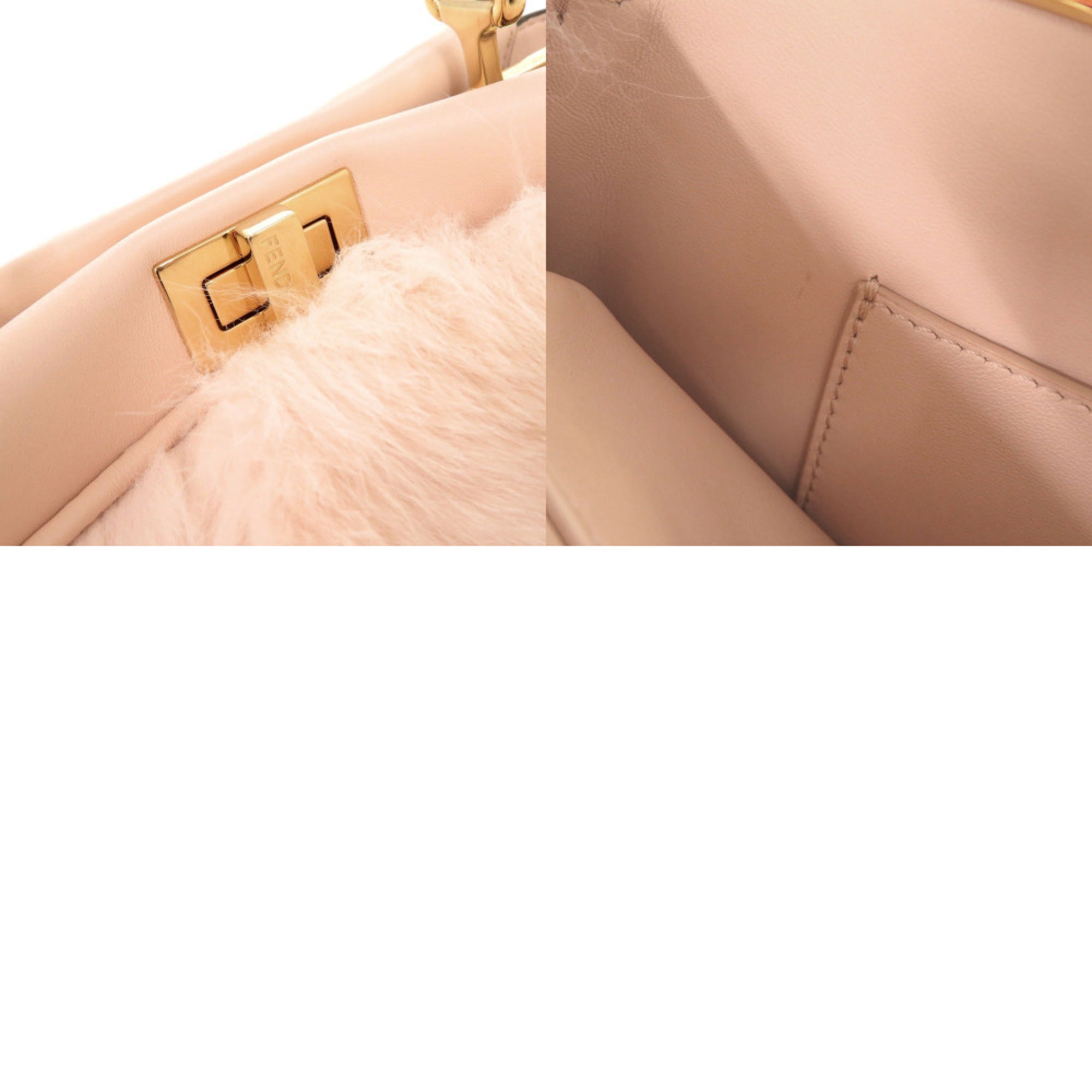 Fendi Pink Leather Fur Handbag Shoulder Bag (Pre-Owned)