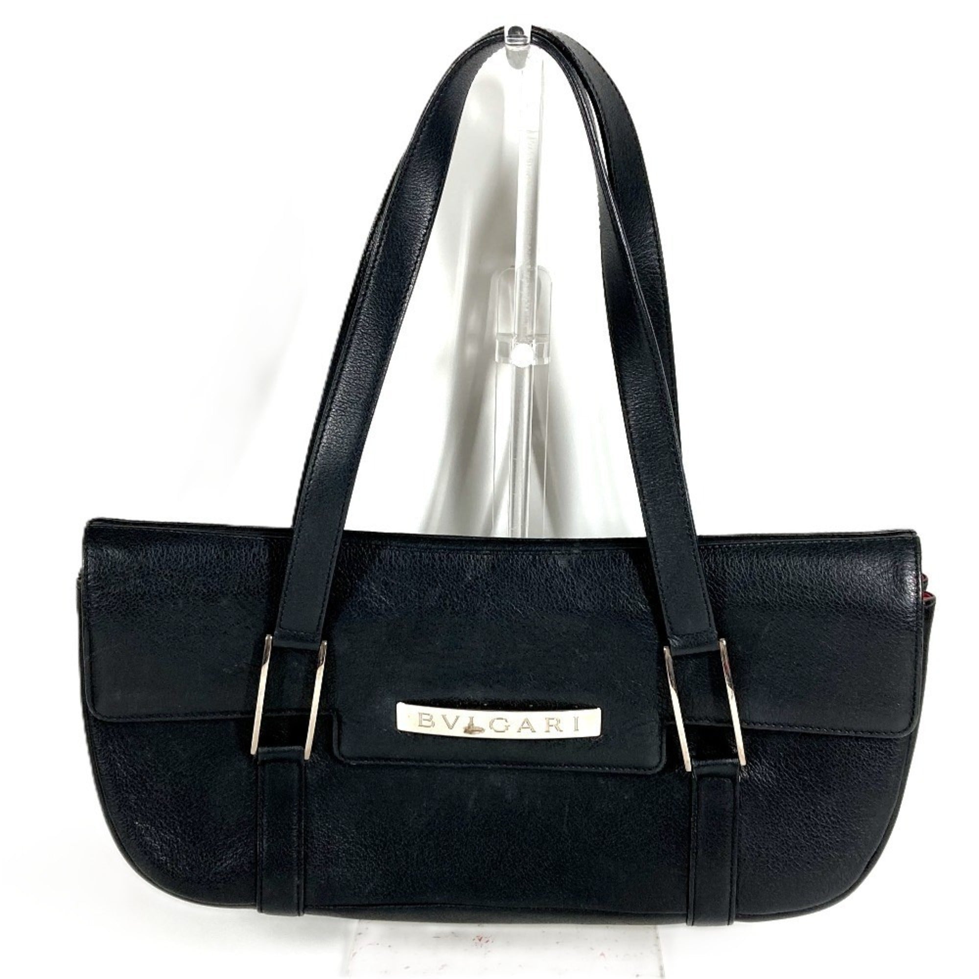 Bvlgari Black Leather Shoulder Bag Tote Bag (Pre-Owned)