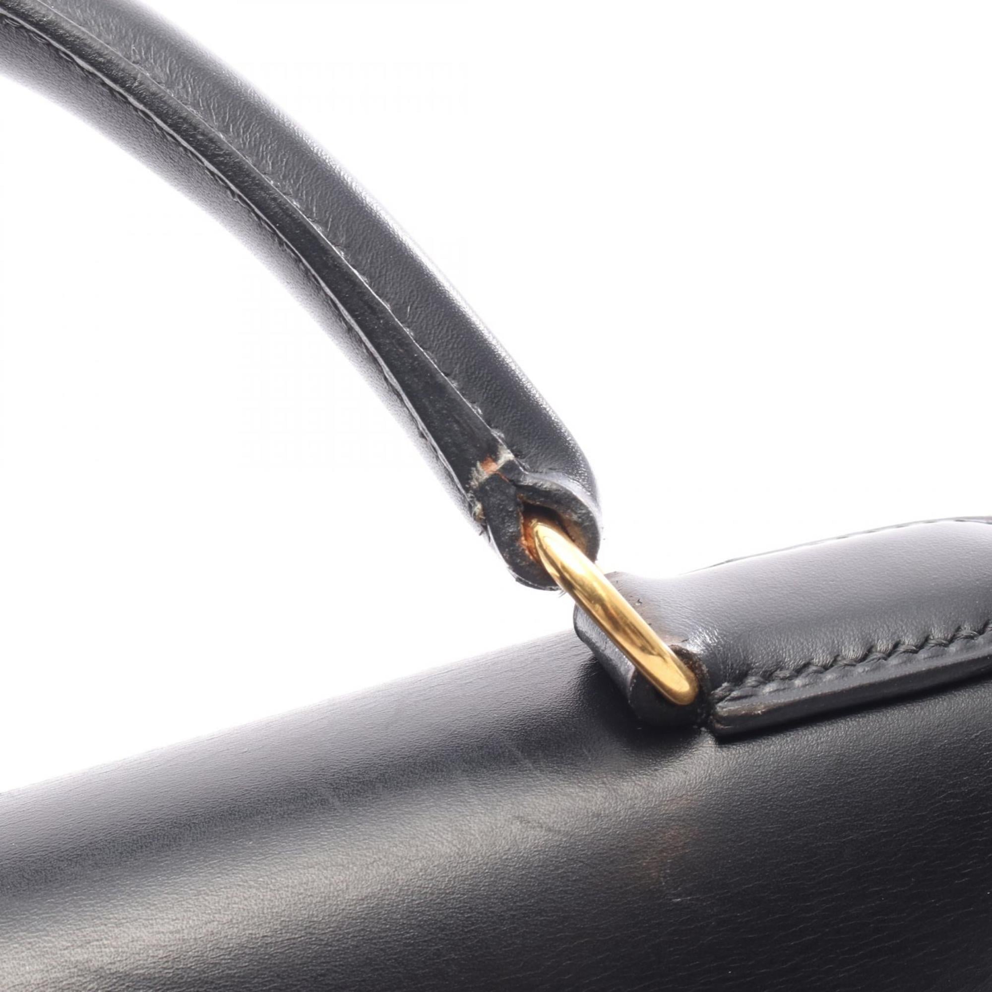 Hermes Black Box Calf Leather Handbag (Pre-Owned)