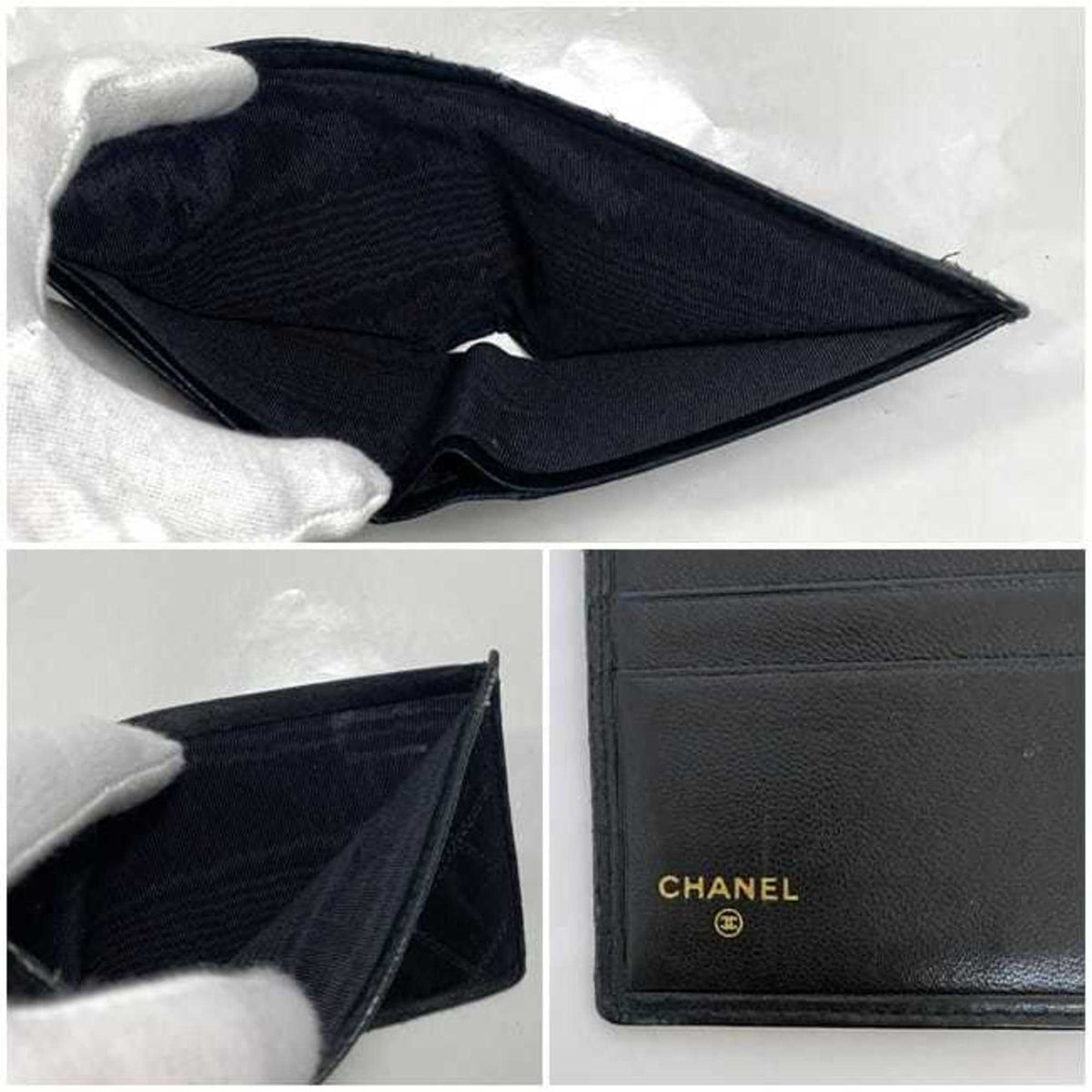 Chanel Black Leather Wallet (Bi-Fold) (Pre-Owned)