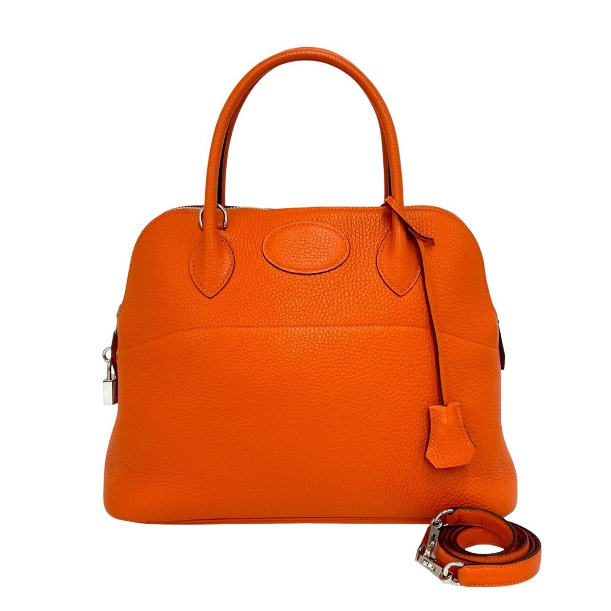 Hermes Orange Taurillon Clemence Leather Handbag Shoulder Bag (Pre-Owned)