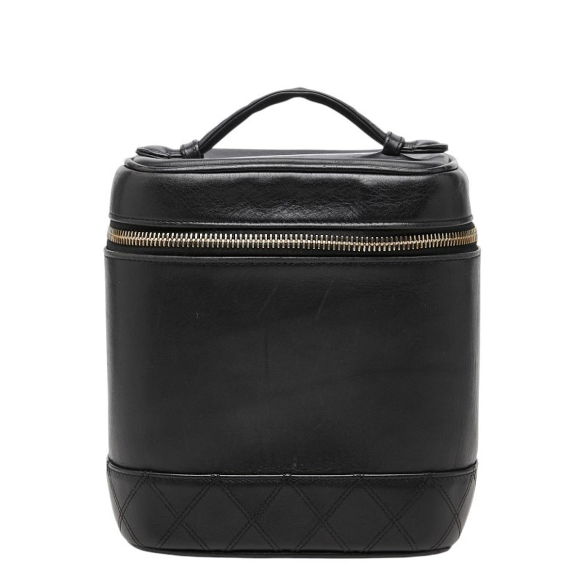 Chanel Black Leather Handbag Vanity Bag (Pre-Owned)