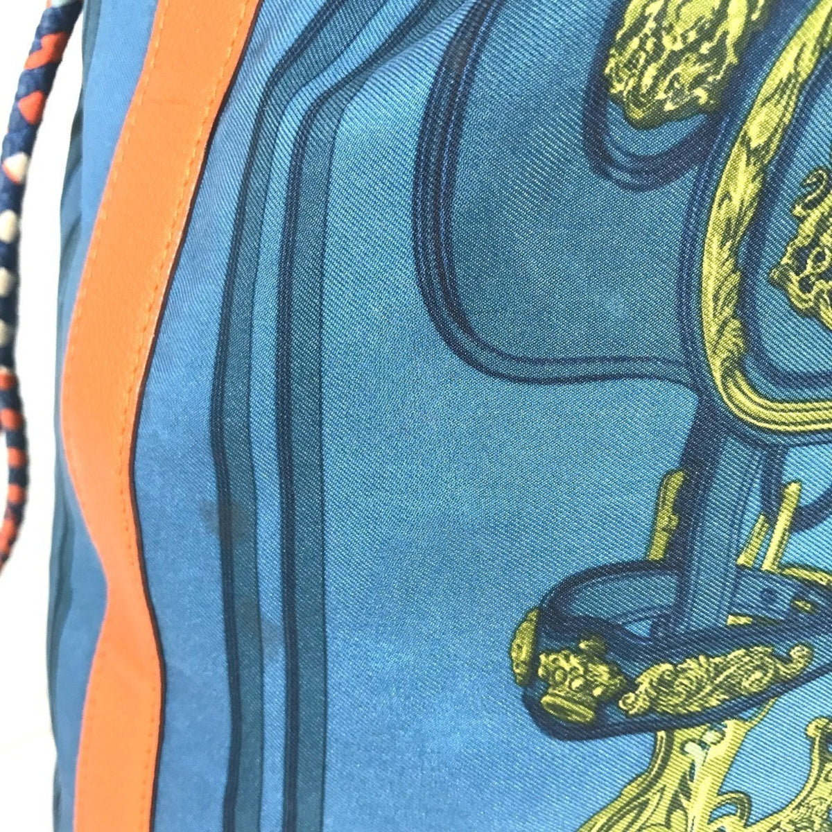 Hermes Blue Orange Silk Leather Shoulder Bag (Pre-Owned)