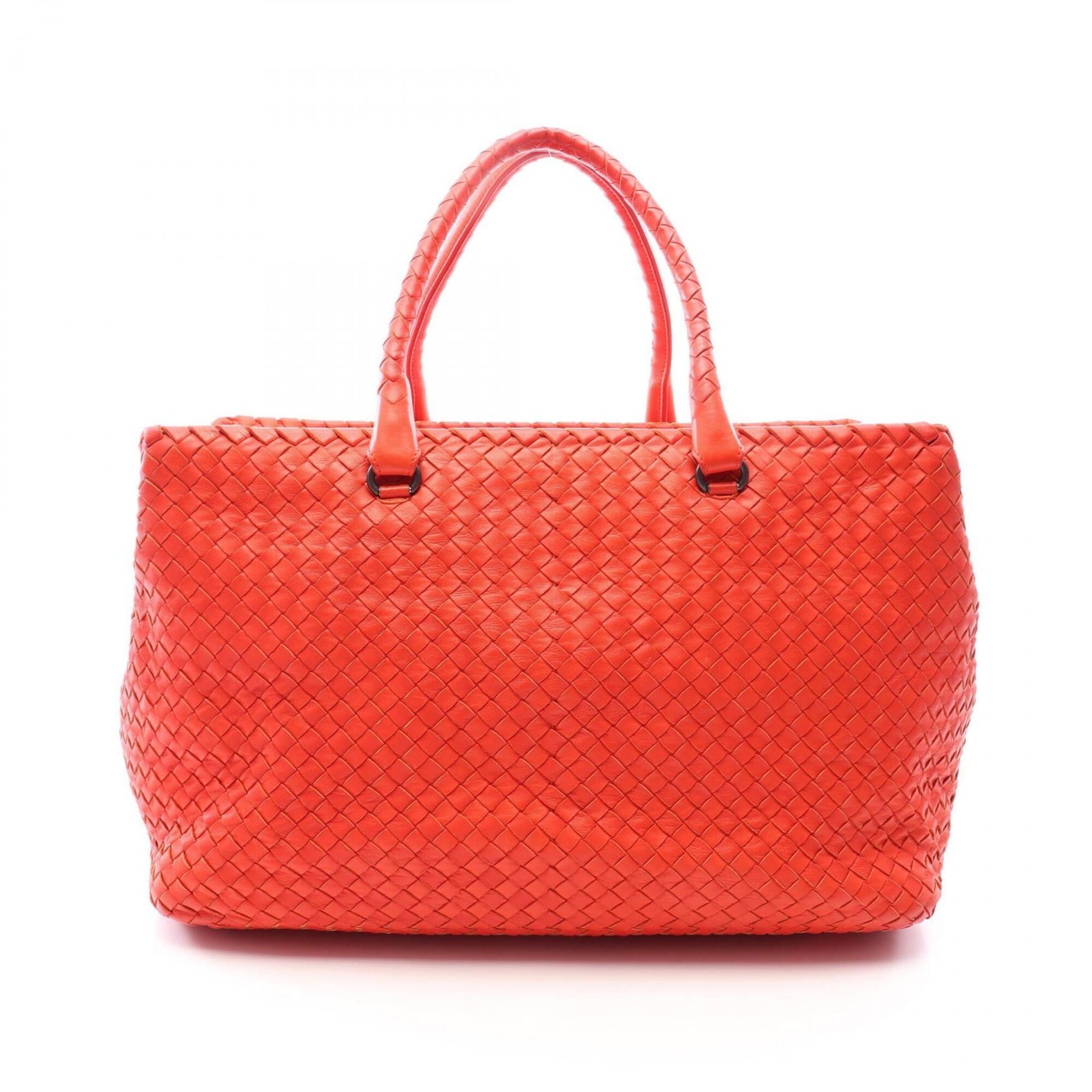 Bottega Veneta Red Color Leather Handbag Tote Bag (Pre-Owned)