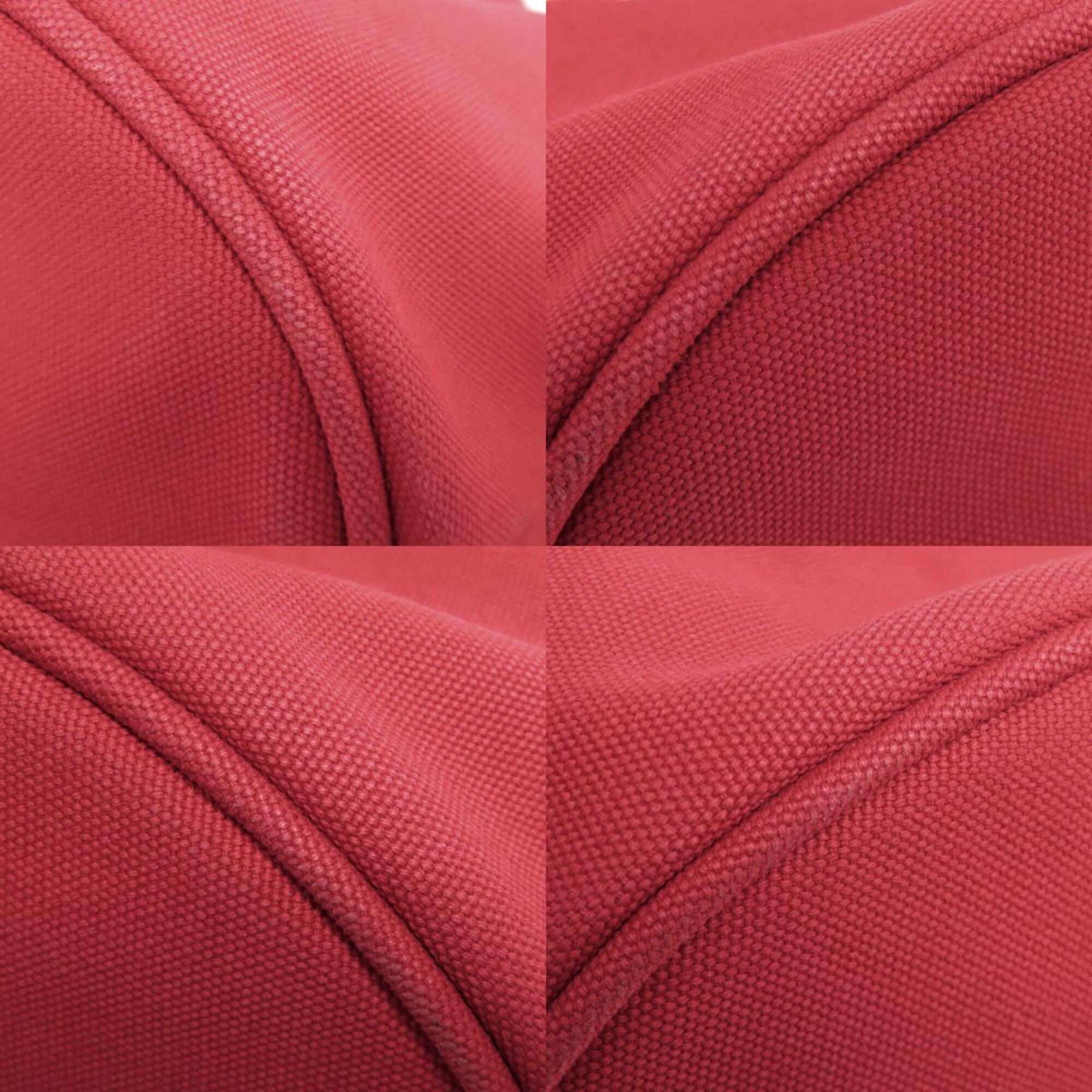 Prada Canapa Red Color Canvas Tote Bag (Pre-Owned)