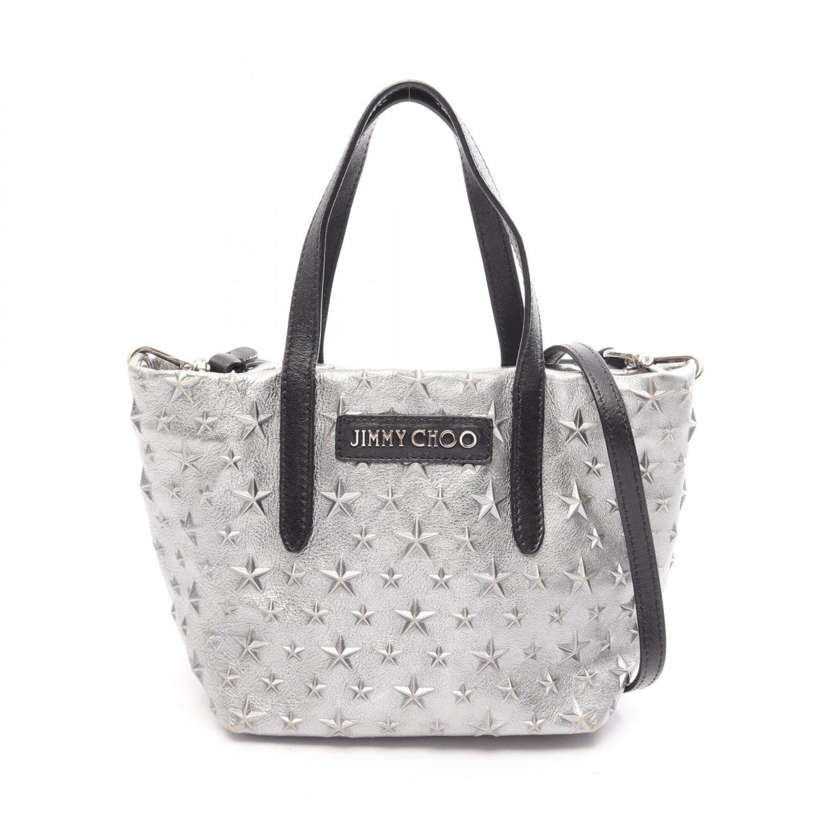 Jimmy Choo Black Silver Leather Handbag (Pre-Owned)