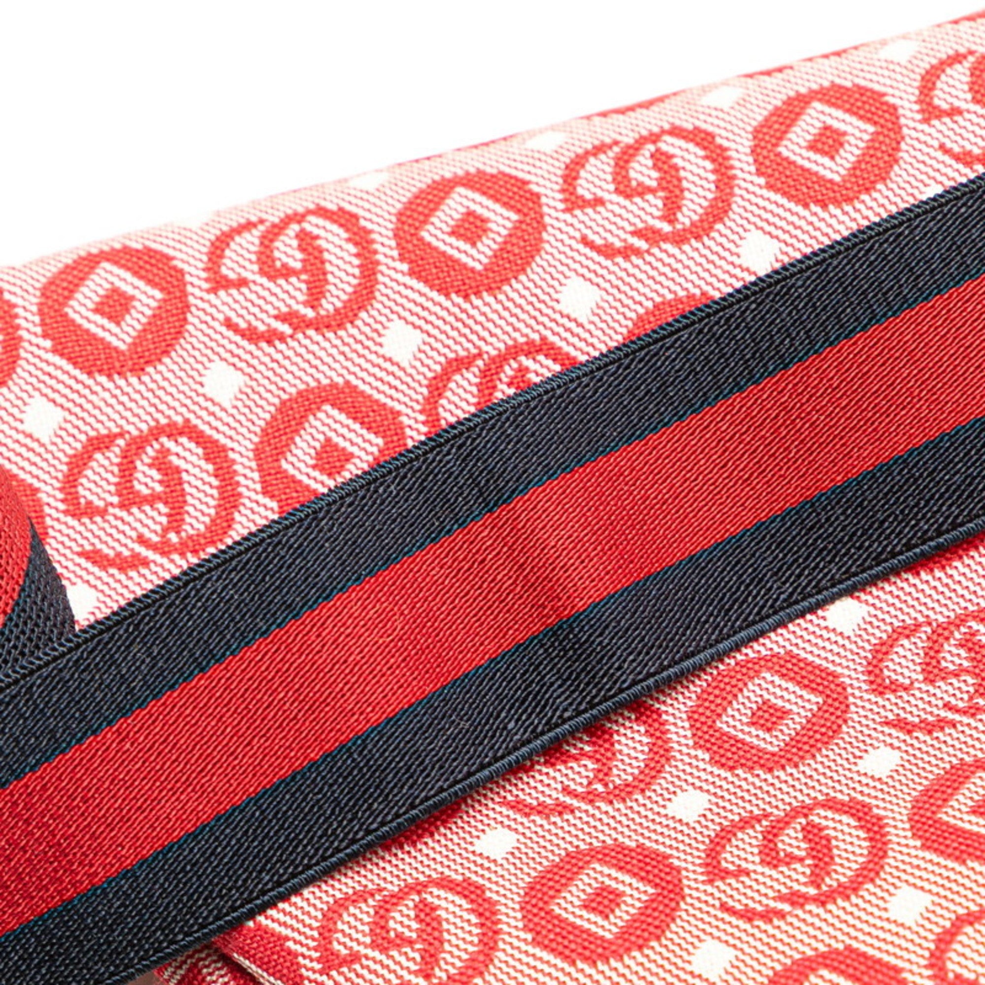 Gucci Red Color Canvas Fanny Pack (Pre-Owned)