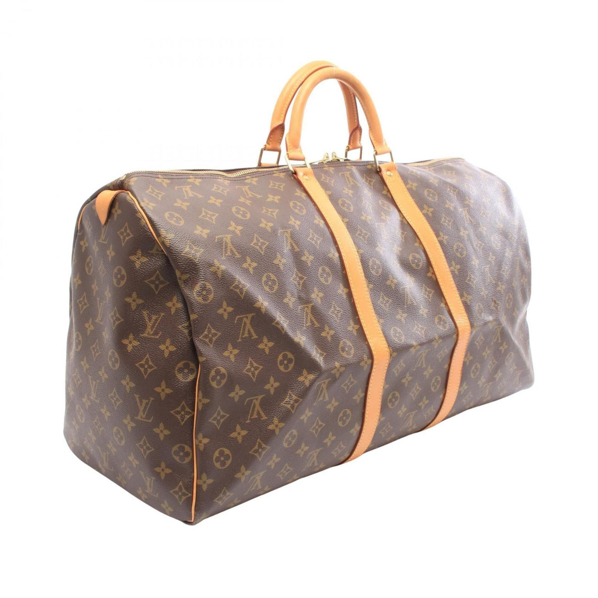 Louis Vuitton Brown Coated Canvas Leather Boston Bag Handbag (Pre-Owned)