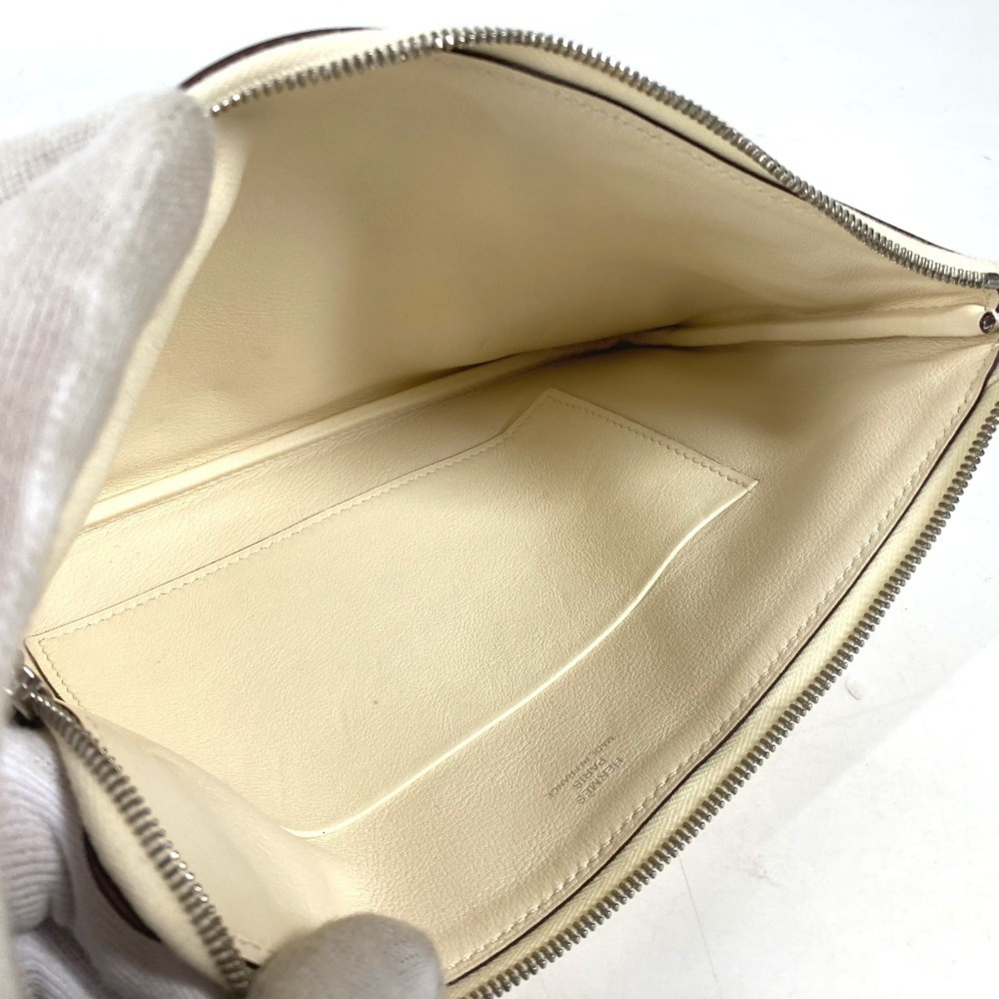 Hermes Ivory Leather Clutch Bag Pouch (Pre-Owned)