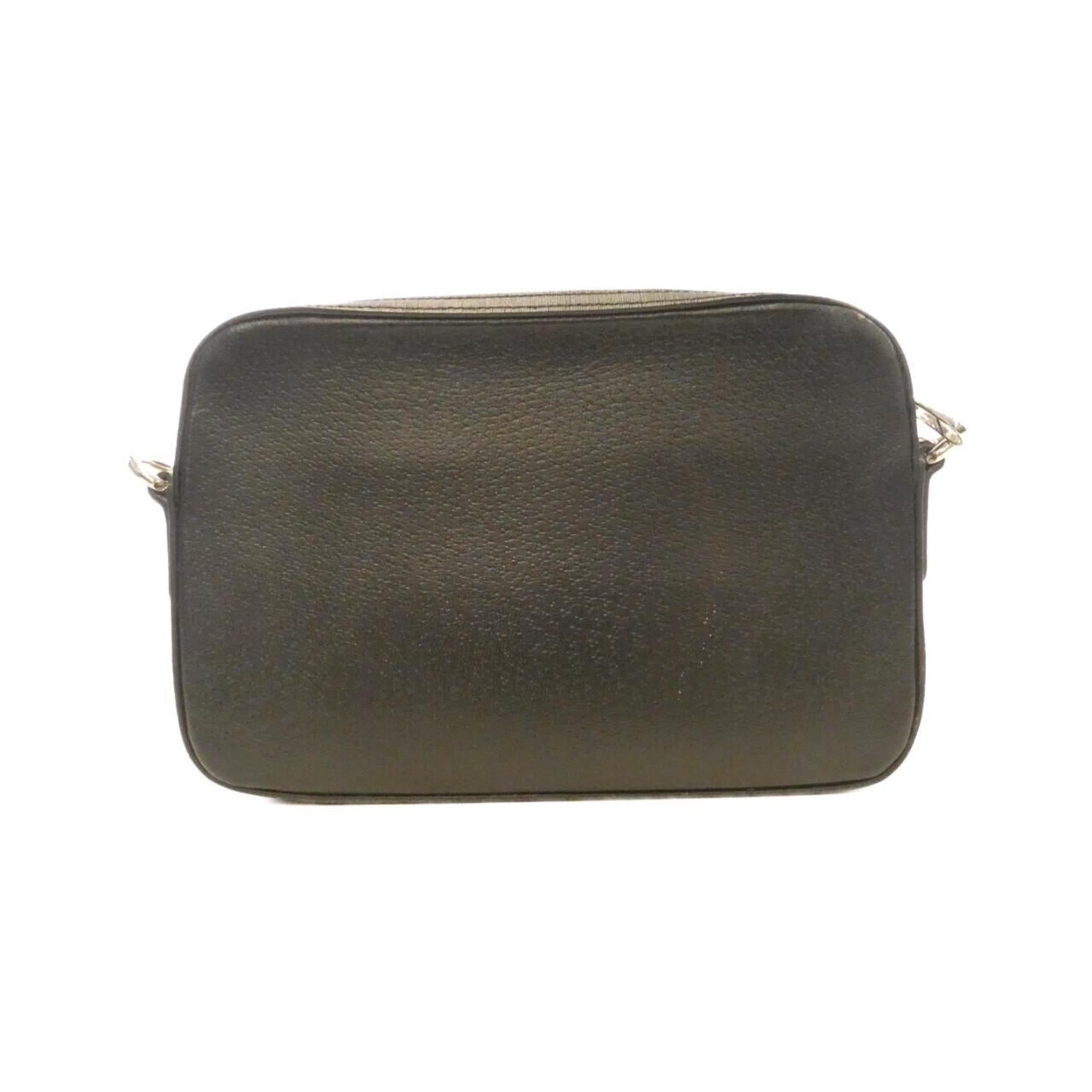 Gucci Black Leather Gg Supreme Shoulder Bag (Pre-Owned)