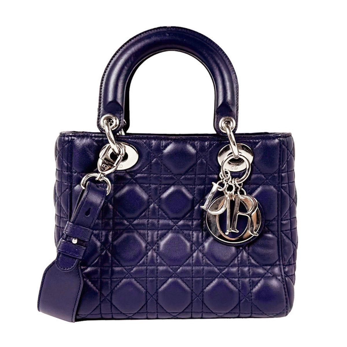 Christian Dior Navy Leather Handbag Shoulder Bag (Pre-Owned)