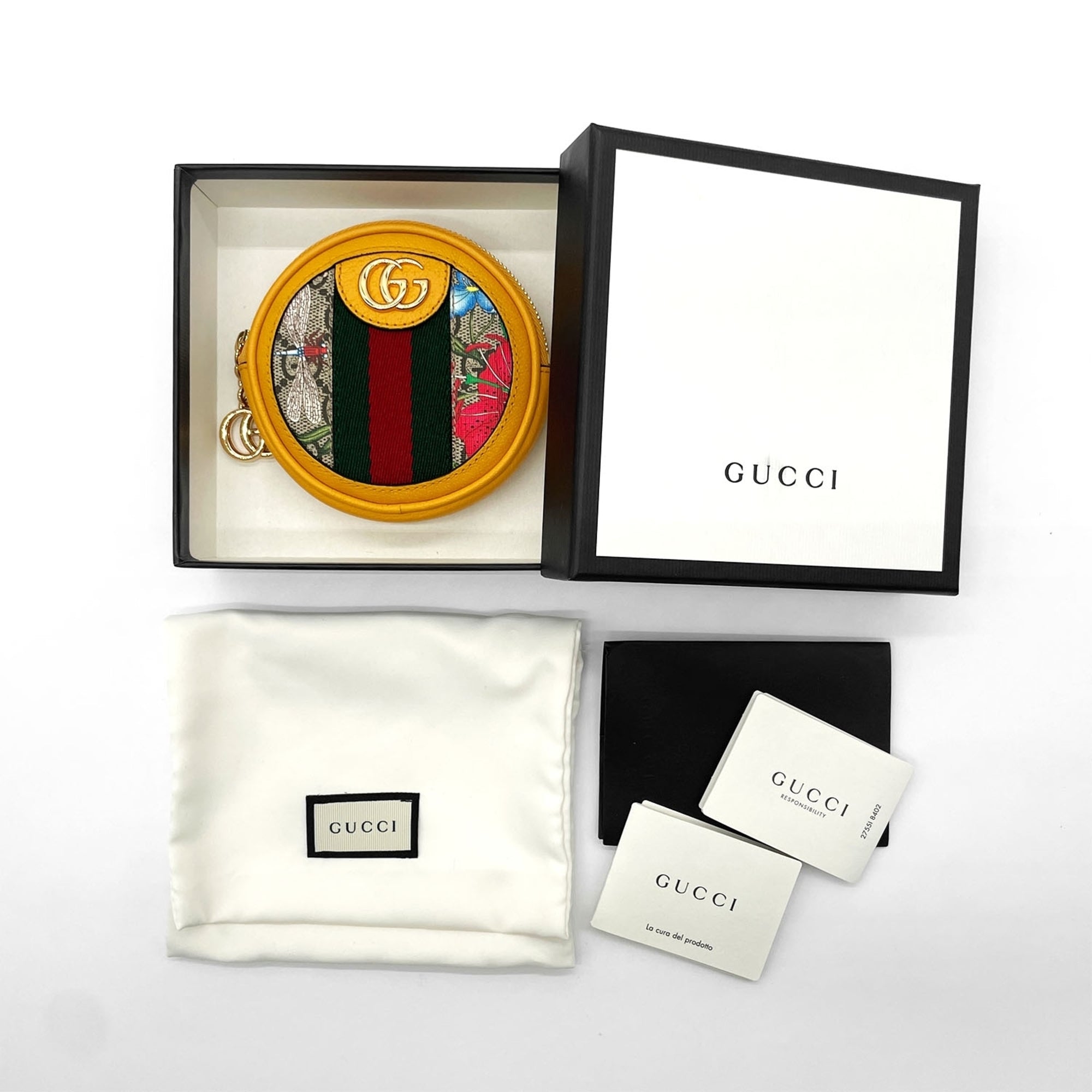 Gucci Yellow Coated Canvas Leather Coin Purse/Coin Case (Pre-Owned)