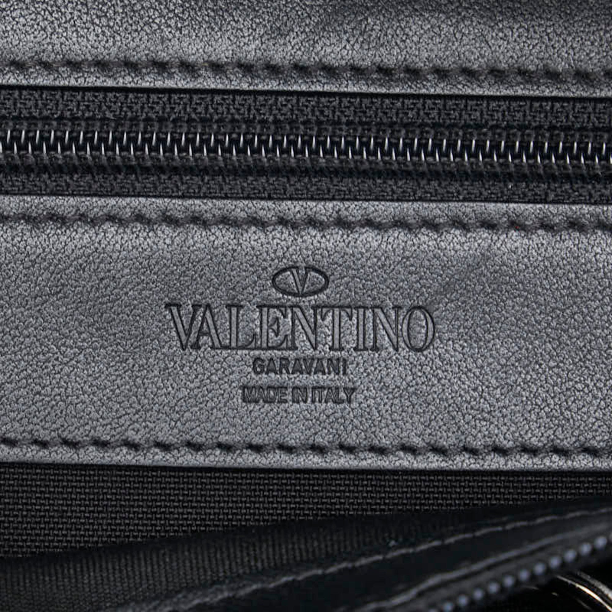 Valentino Black Canvas Leather Shoulder Bag (Pre-Owned)