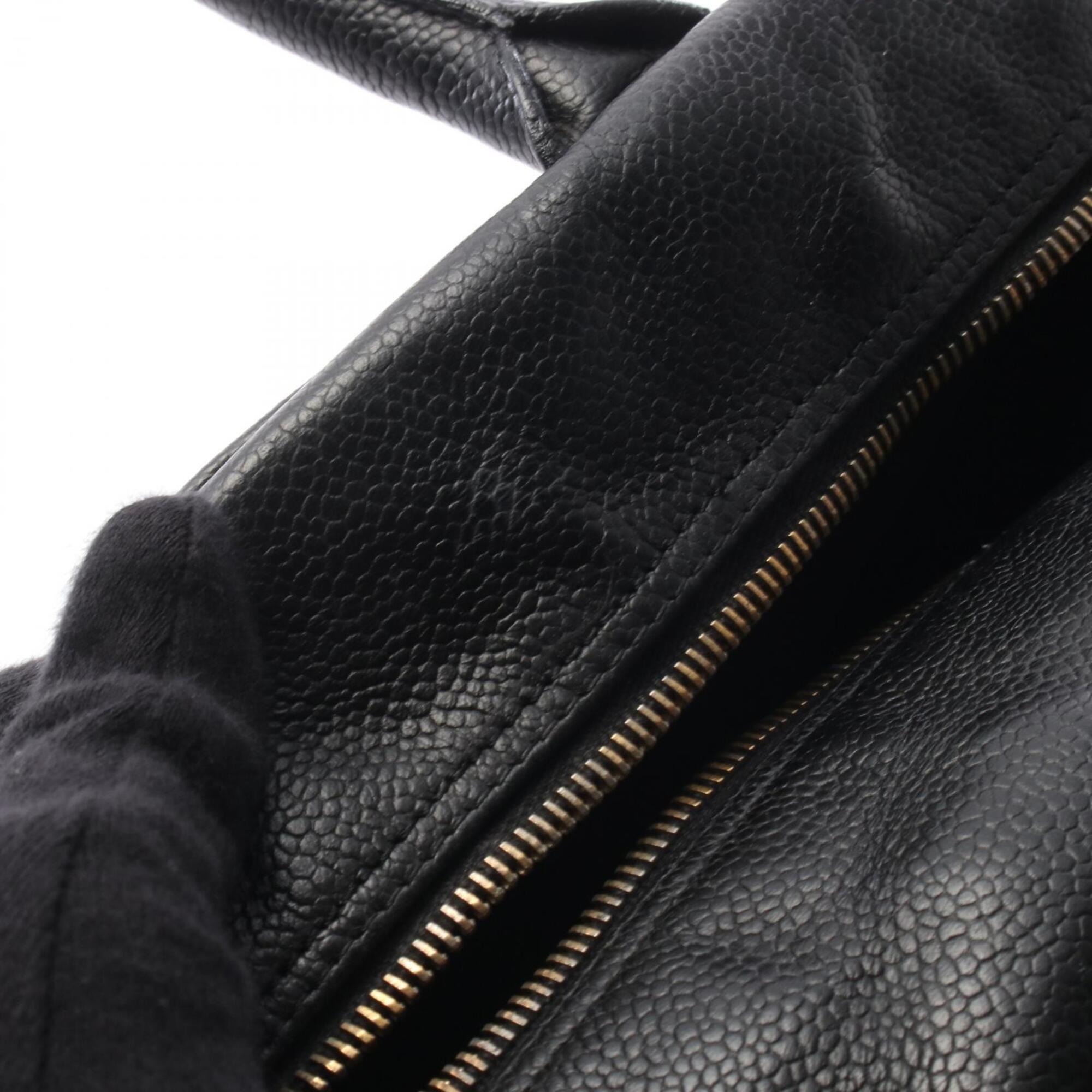 Chanel Black Grained Calfskin Boston Bag Handbag (Pre-Owned)