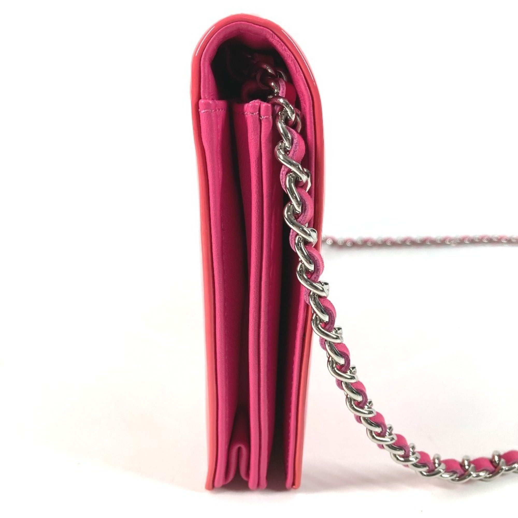 Chanel Pink Patent Leather Chain/Shoulder Wallet (Pre-Owned)