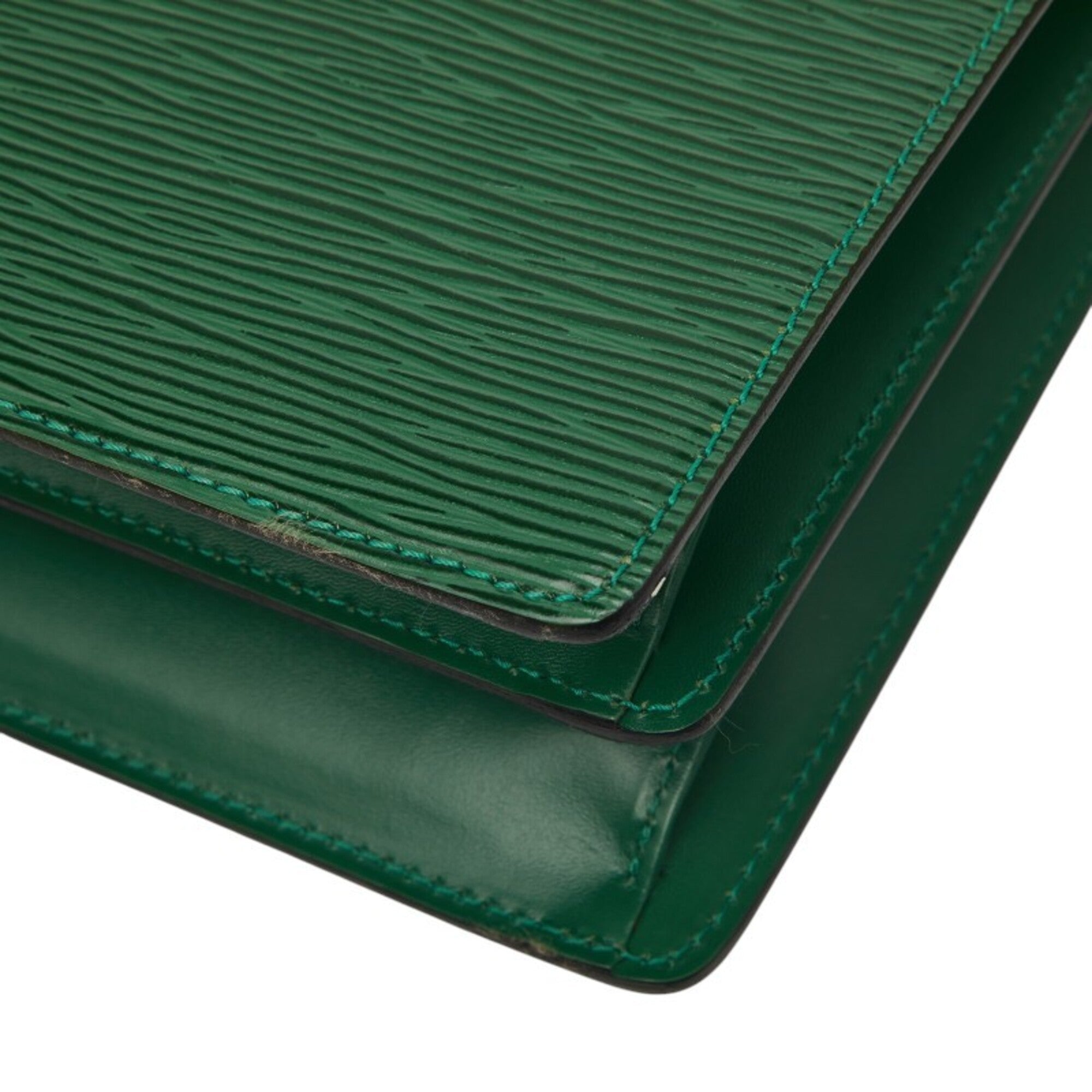Louis Vuitton Borneo Green Leather Shoulder Bag (Pre-Owned)