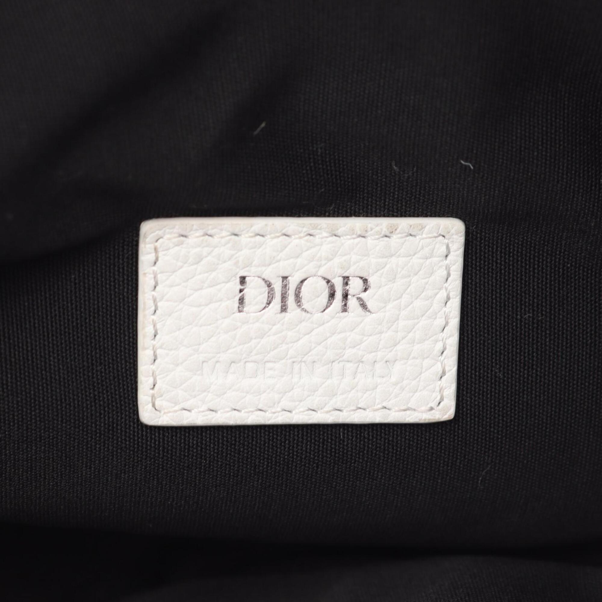 Christian Dior White Leather Fanny Pack Handbag Saddle Bag (Pre-Owned)