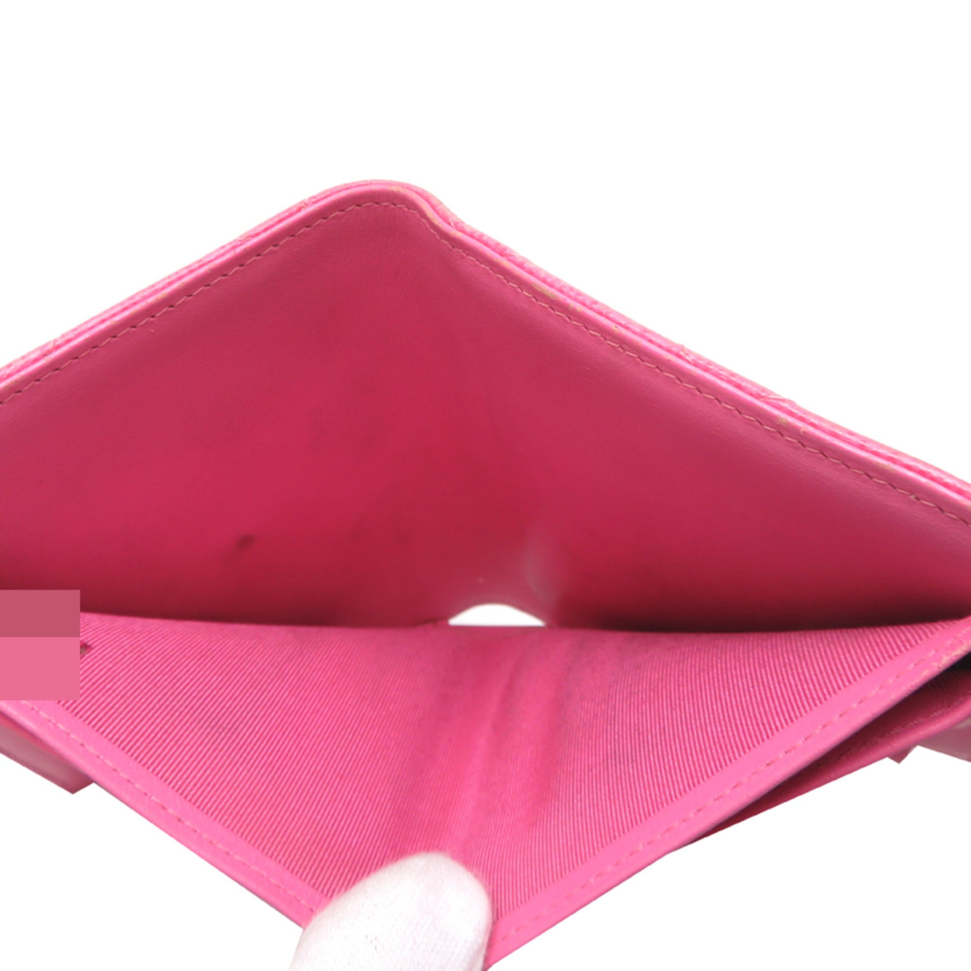 Chanel Pink Grained Calfskin Wallet (Tri-Fold) (Pre-Owned)