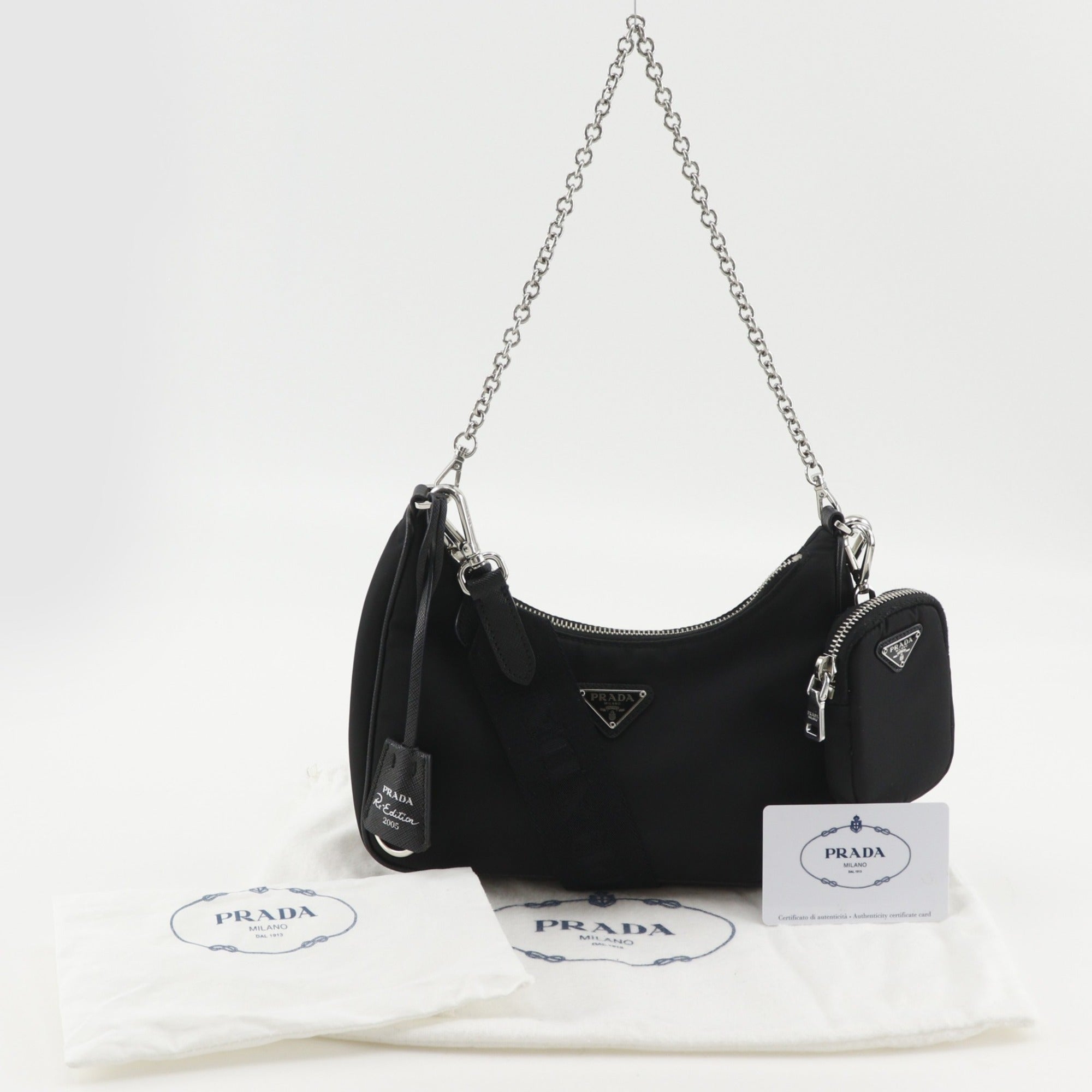 Prada Saffiano Black Nero Nylon Saffiano Shoulder Bag (Pre-Owned)