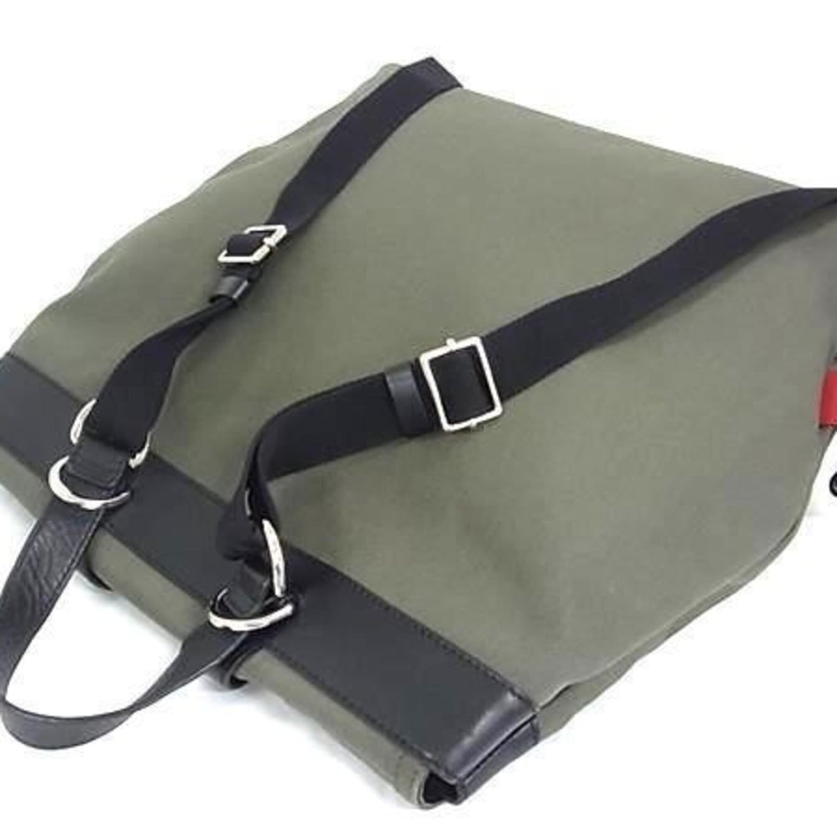 Valentino Garavani Black Green Khaki Canvas Backpack (Pre-Owned)