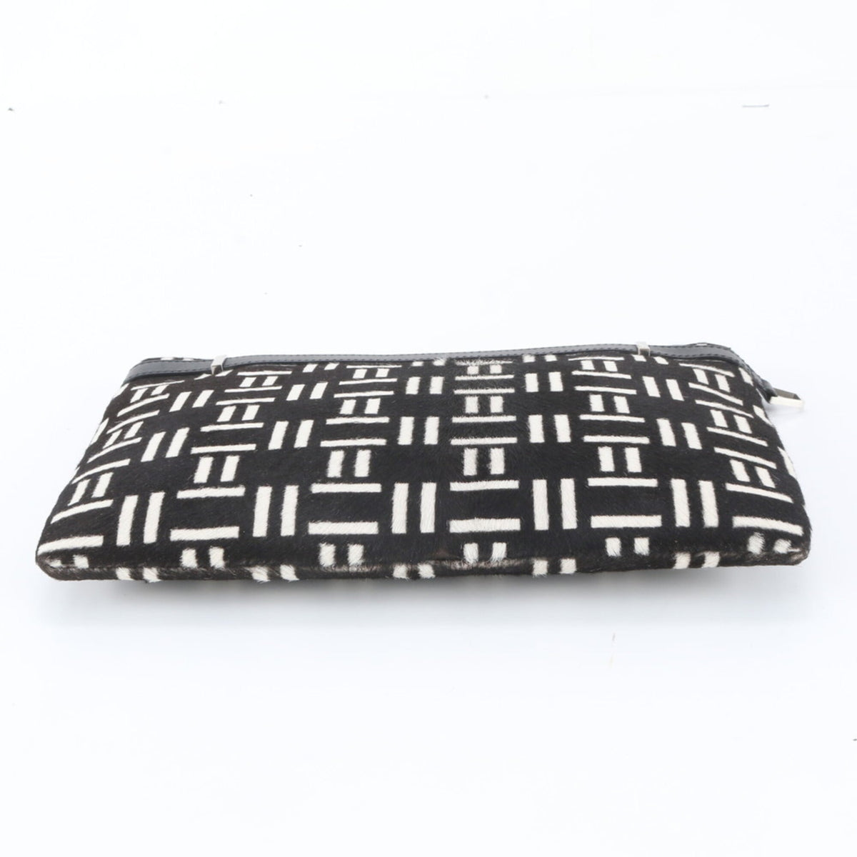 Balenciaga Black White Leather Clutch Bag Pouch (Pre-Owned)