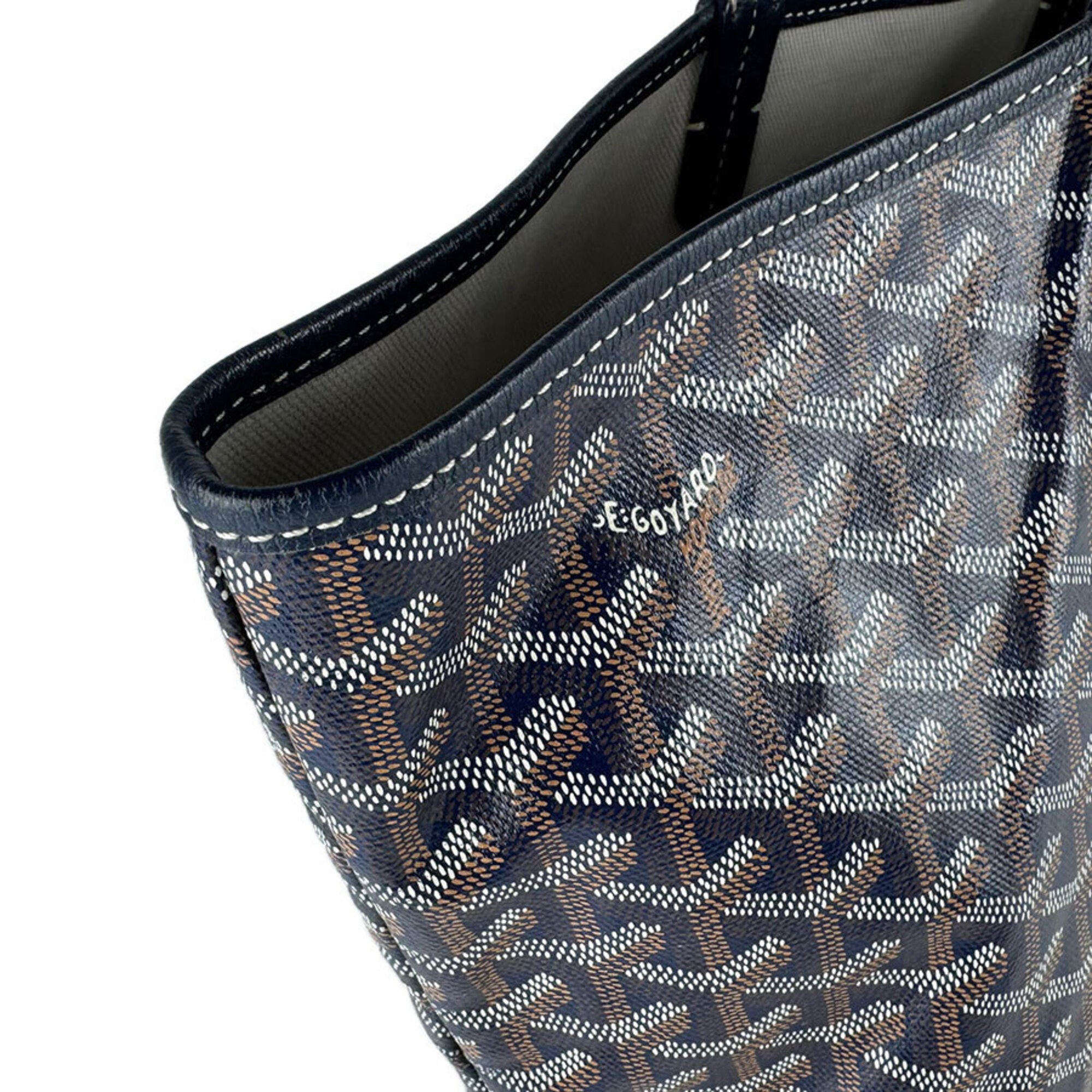 Goyard Brown Navy White Pvc Leather Tote Bag (Pre-Owned)