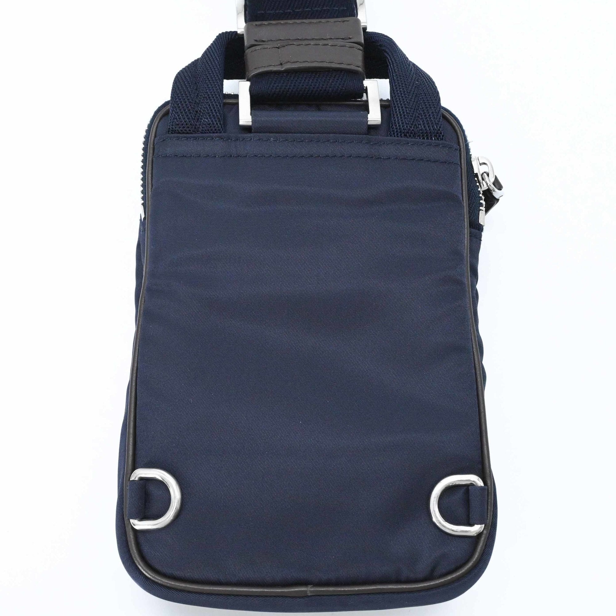 Prada Brown Navy Suede Nylon Shoulder Bag (Pre-Owned)