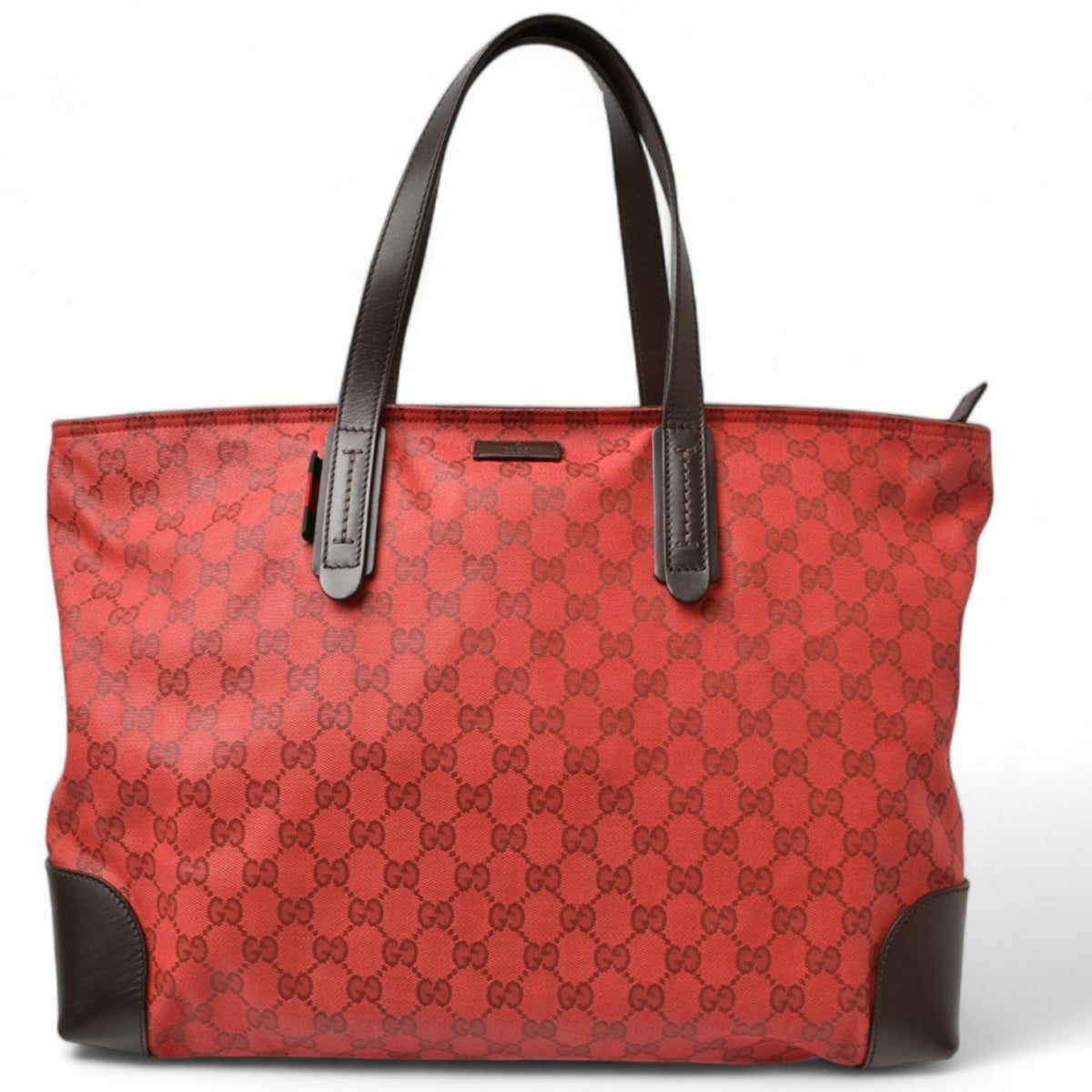 Gucci Dark Red Red Color Coated Canvas Shoulder Bag Tote Bag (Pre-Owned)