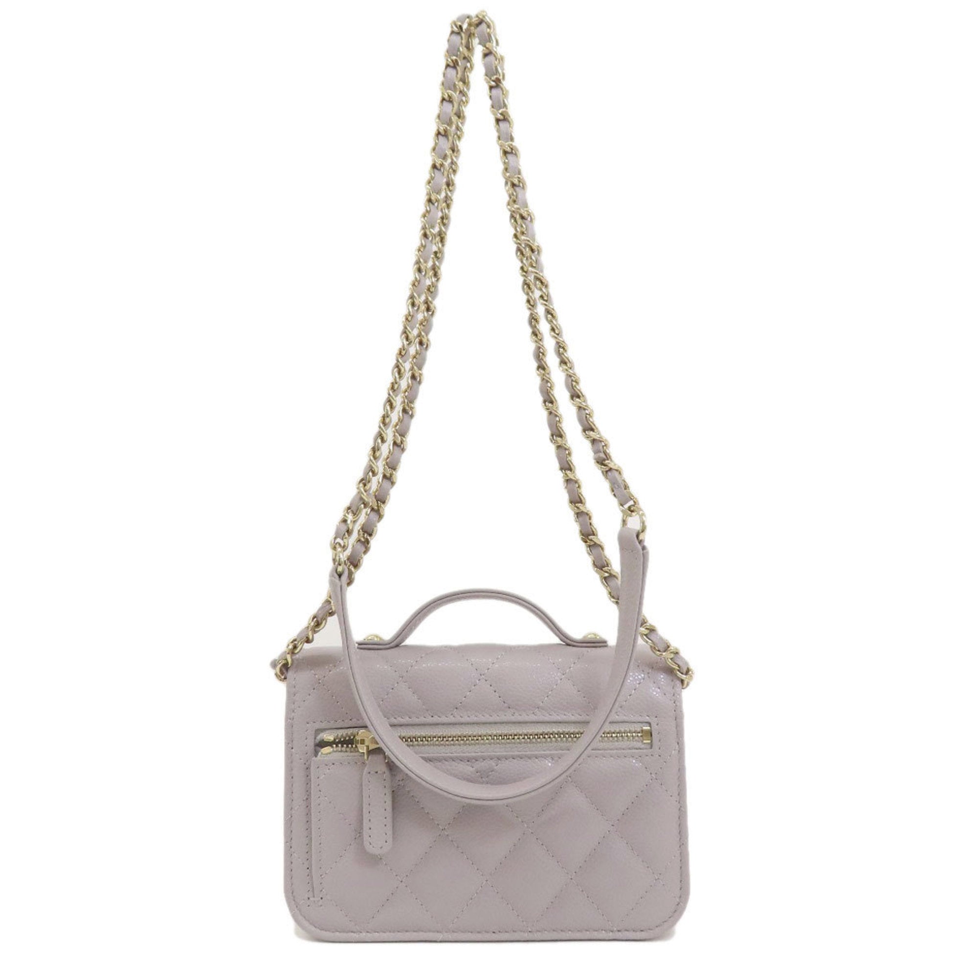 Chanel Gray Caviar Leather Chain/Shoulder Wallet (Pre-Owned)