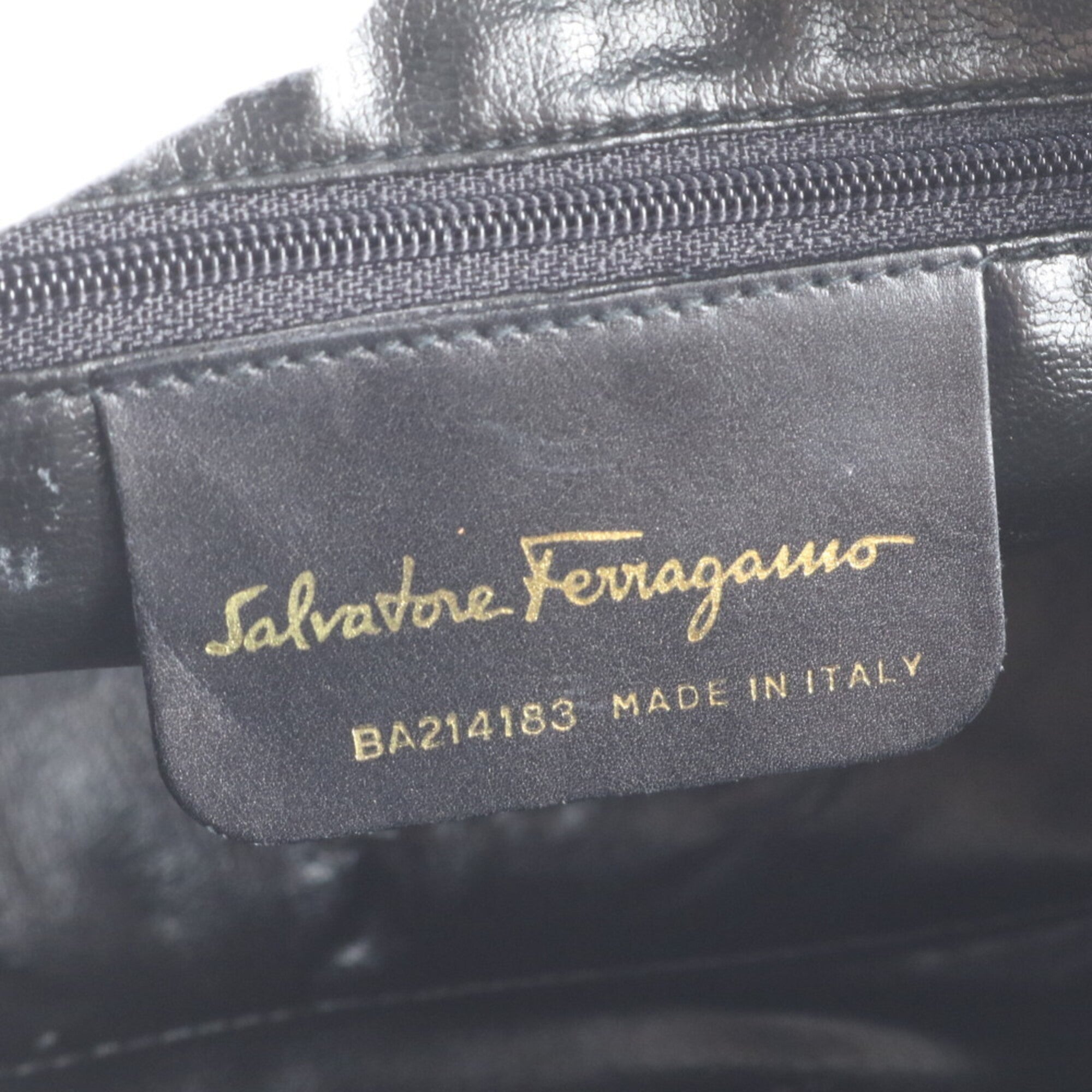 Salvatore Ferragamo Navy Leather Handbag Shoulder Bag Tote Bag (Pre-Owned)