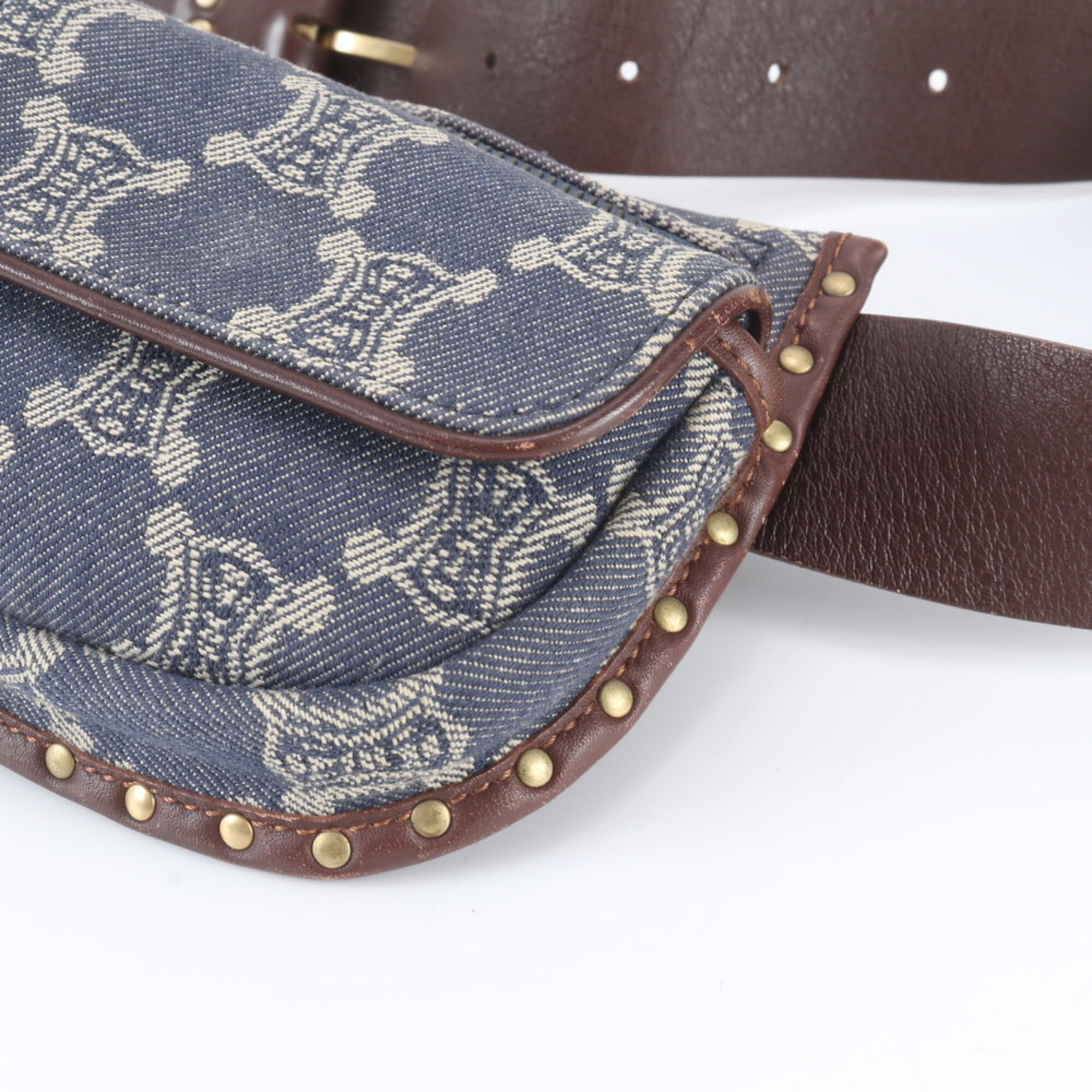 Celine Blue Brown Leather Pouch Sling Bag (Pre-Owned)