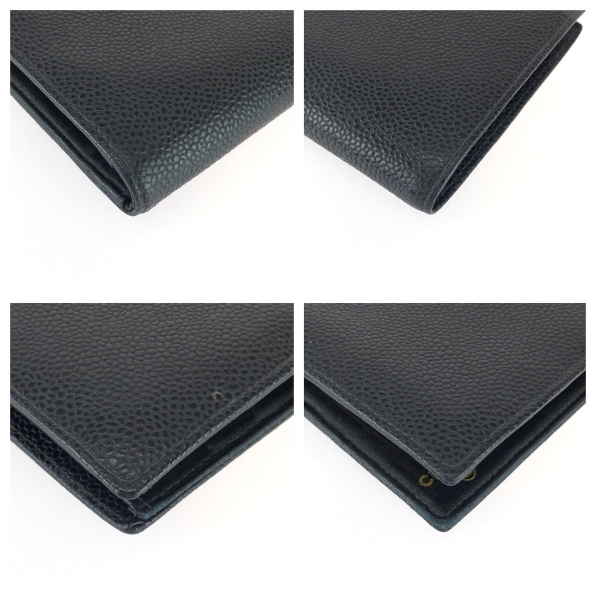 Chanel Black Leather Middle Wallet (Bi-Fold) (Pre-Owned)