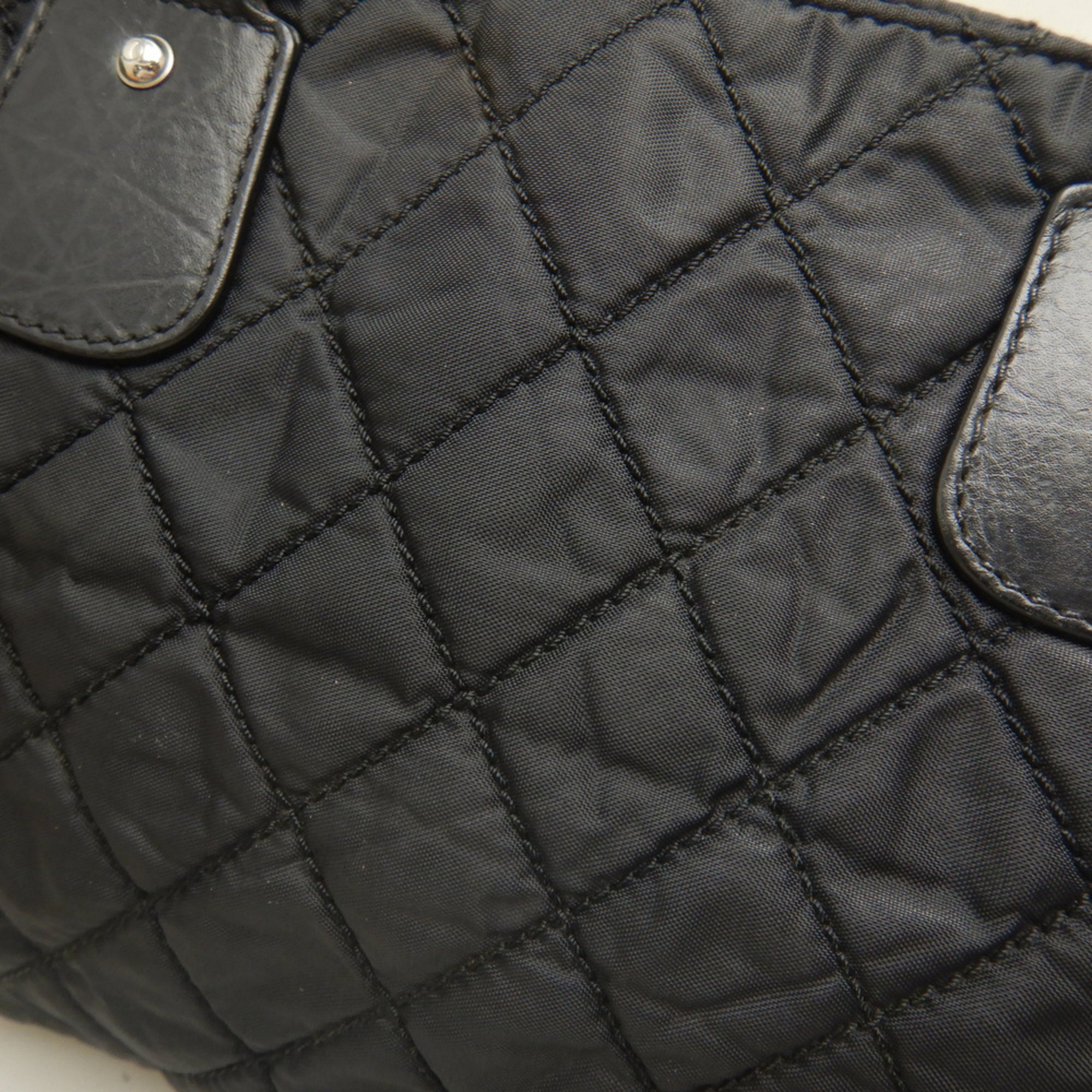 Chanel Black Nylon Leather Tote Bag (Pre-Owned)