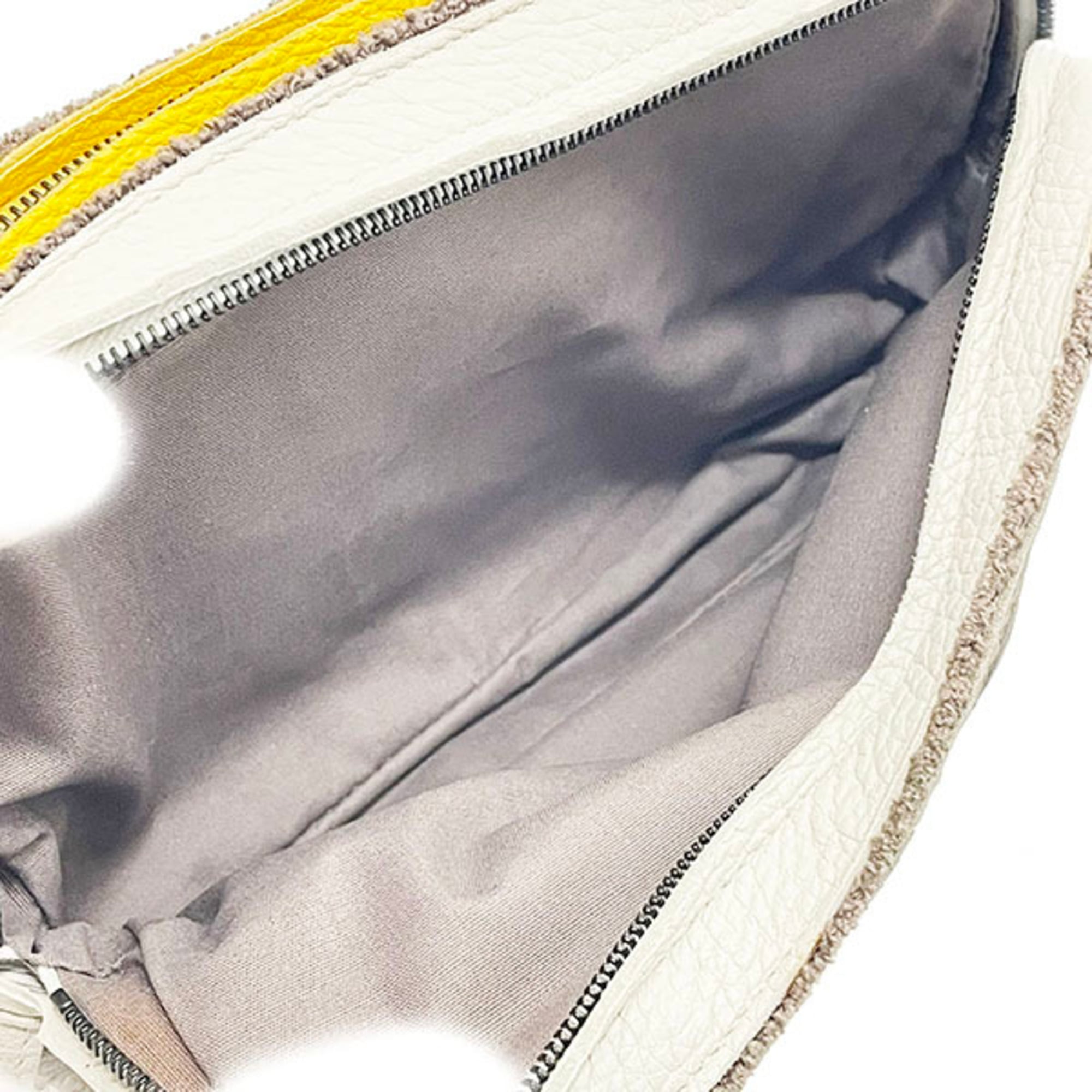 Bottega Veneta Brown Gray Brown Ivory Three Color Yellow Leather Pouch (Pre-Owned)