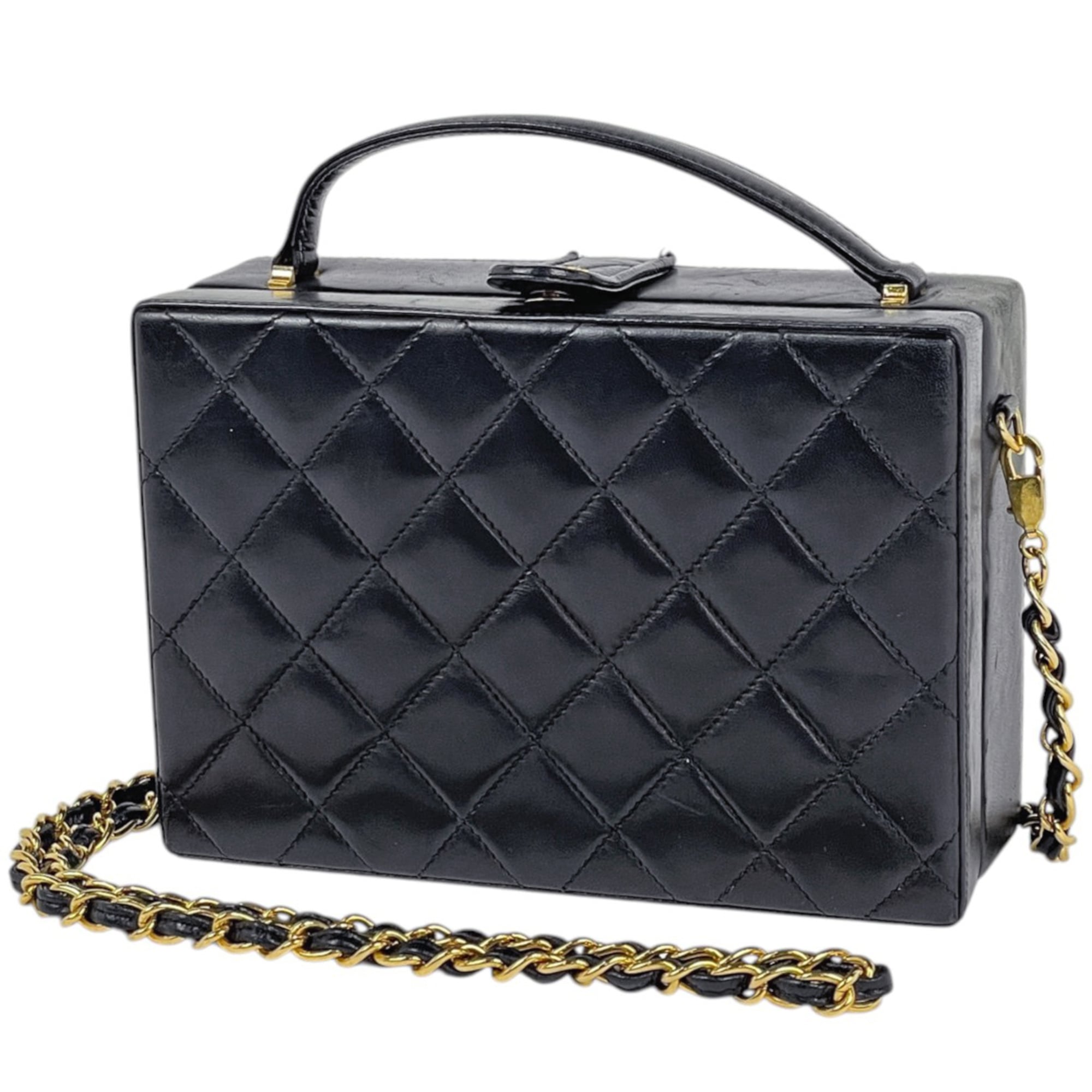 Chanel Black Leather Handbag Shoulder Bag (Pre-Owned)