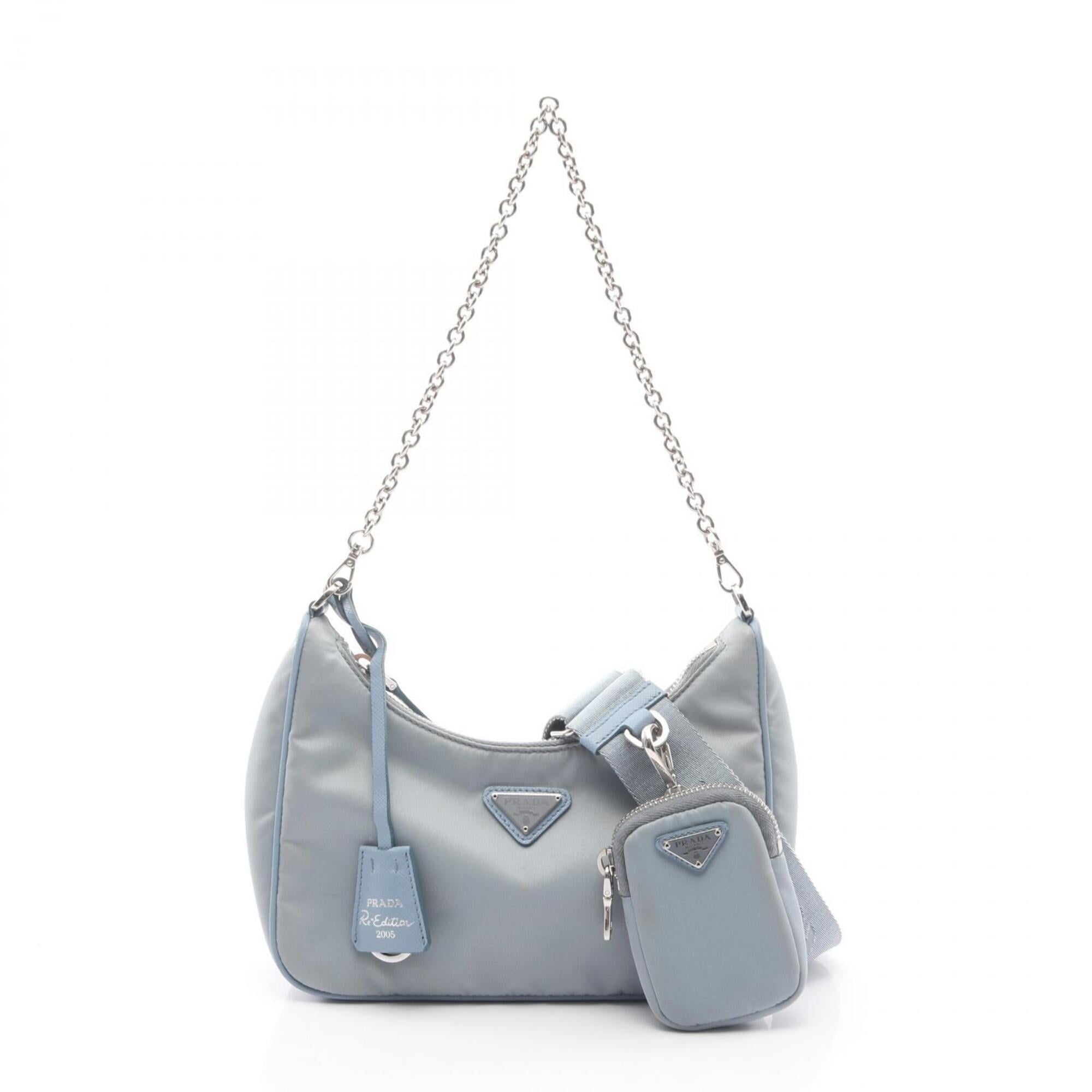 Prada Blue Nylon Handbag Shoulder Bag (Pre-Owned)