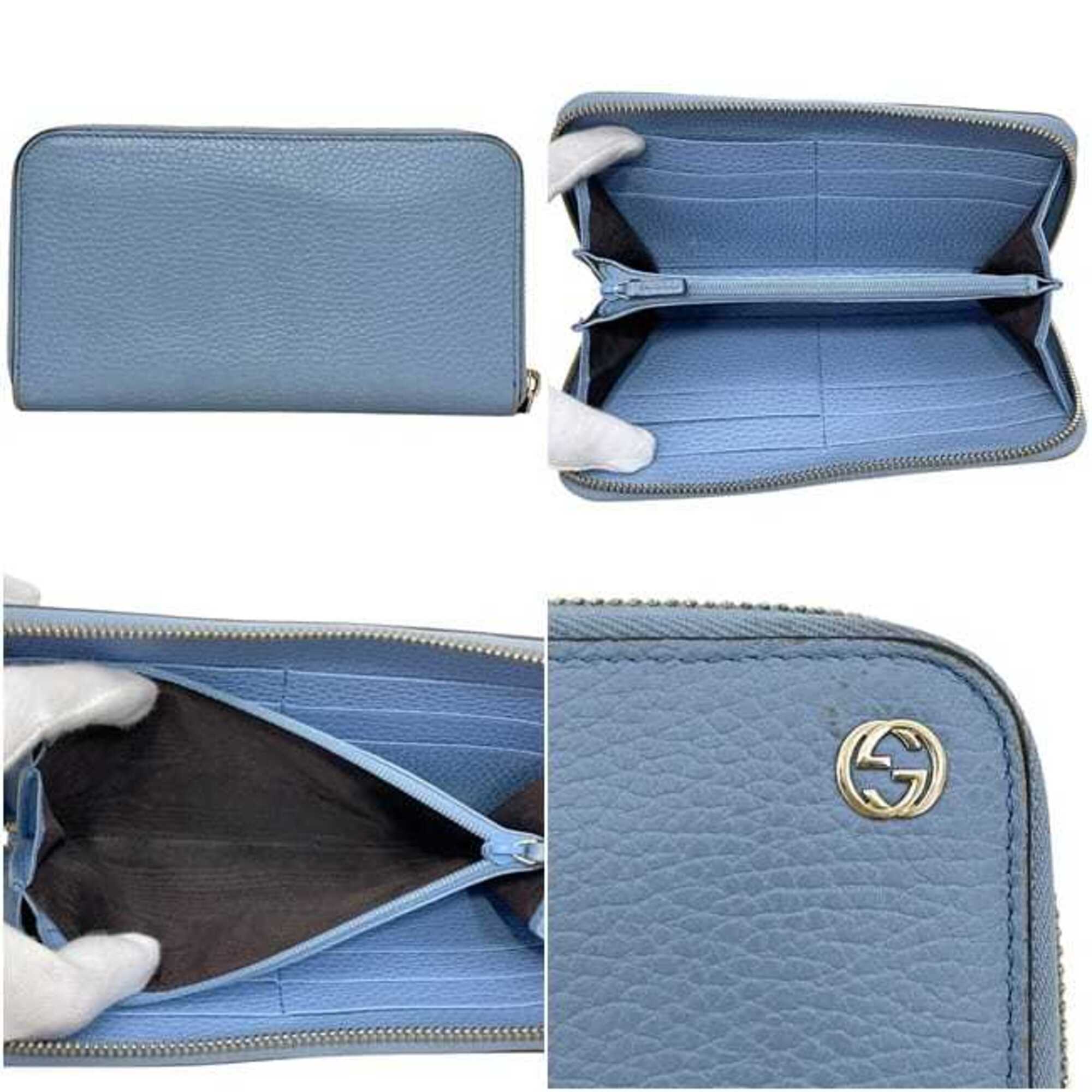 Gucci Light Blue Leather Long Wallet (Bi-Fold) (Pre-Owned)