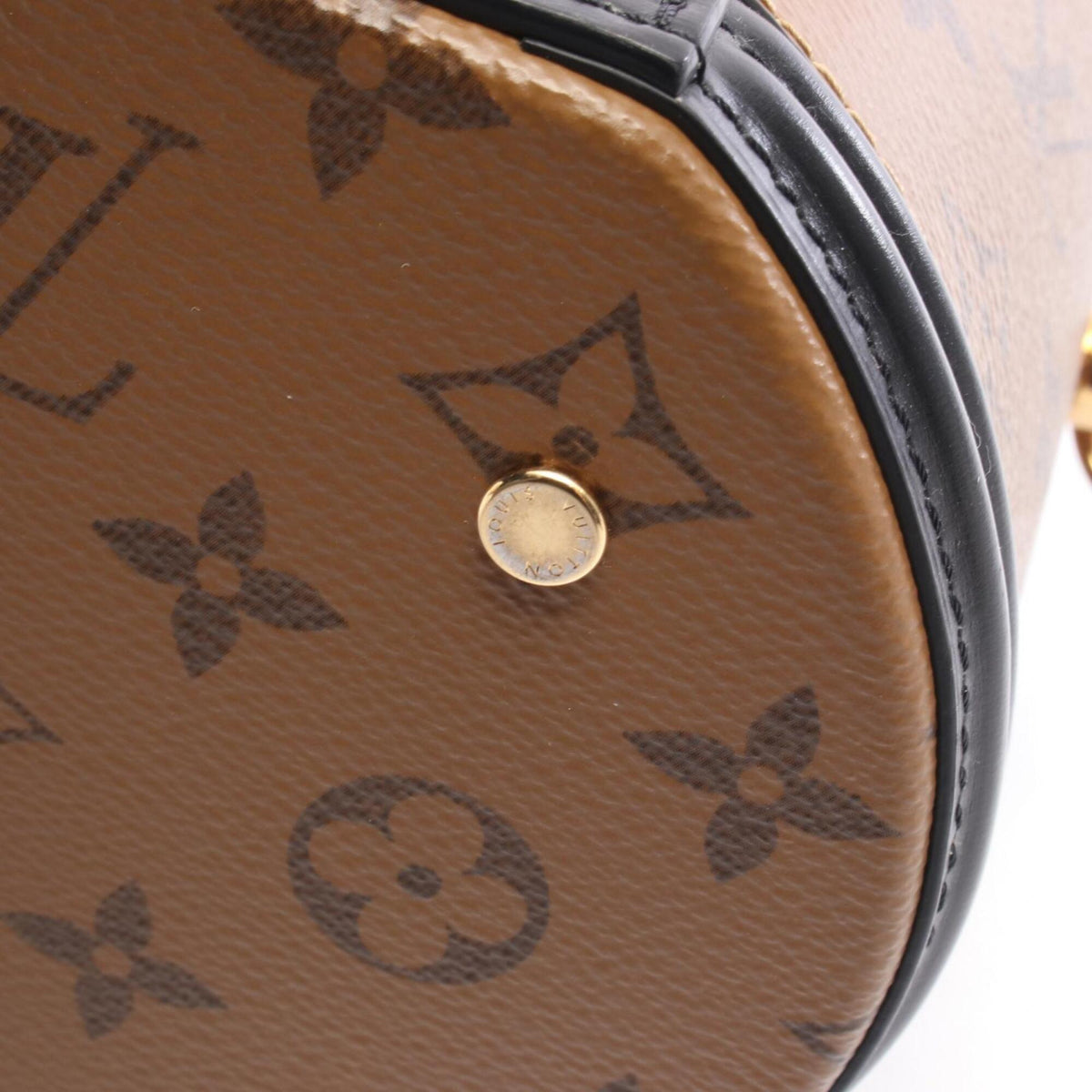 Louis Vuitton Black Brown Coated Canvas Leather Handbag (Pre-Owned)