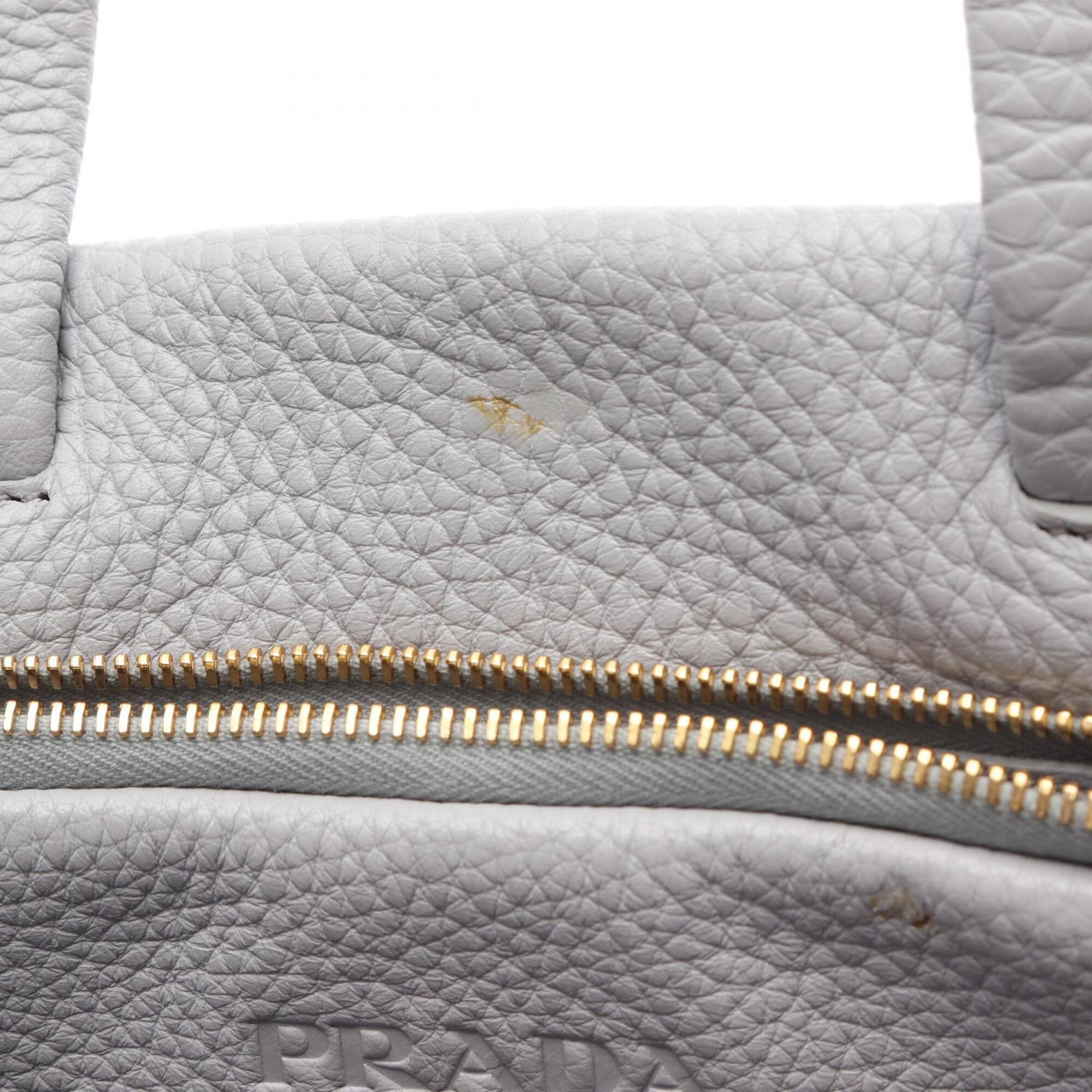 Prada Blue Leather Handbag Tote Bag (Pre-Owned)
