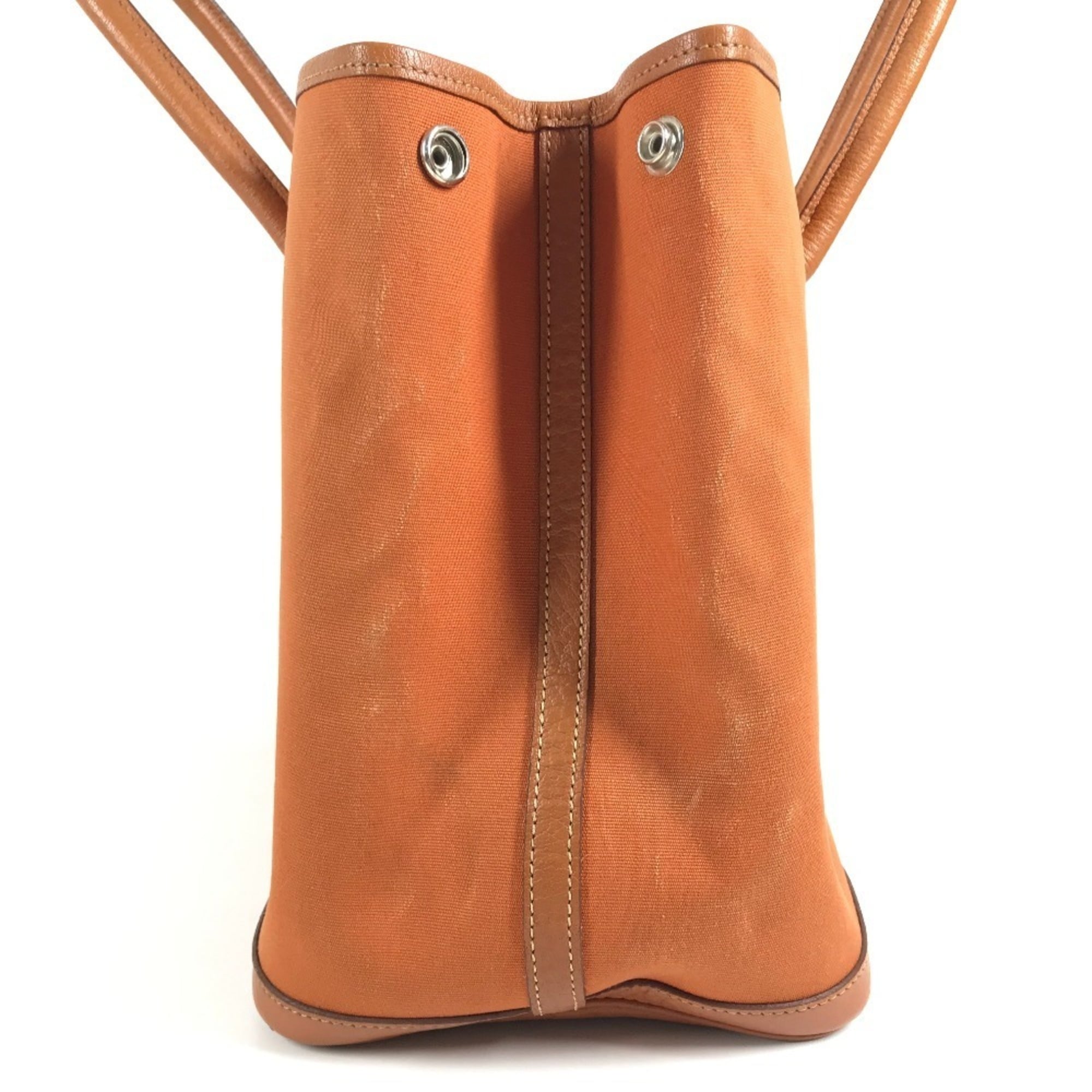 Hermes Orange Negonda Leather Canvas Handbag Shoulder Bag Tote Bag (Pre-Owned)