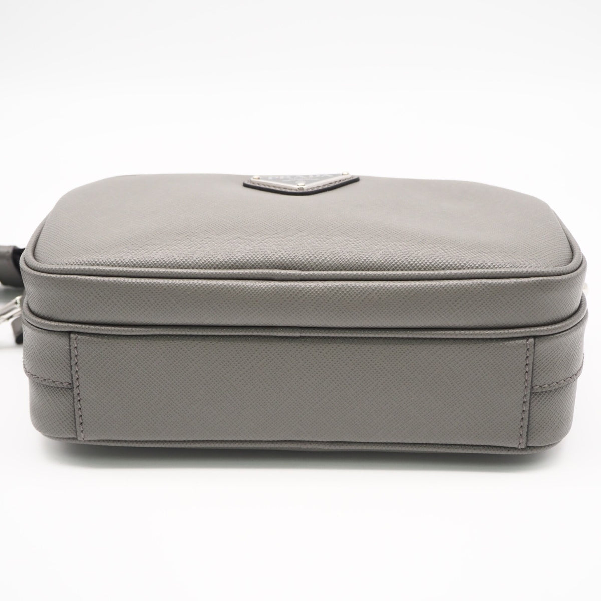Prada Saffiano Gray Saffiano Shoulder Bag (Pre-Owned)