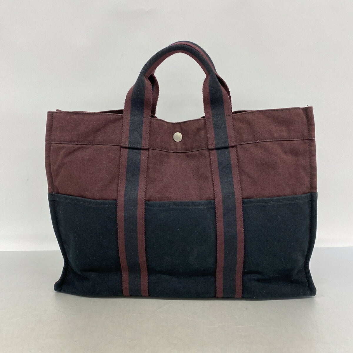 Hermes Black Bordeaux Canvas Tote Bag (Pre-Owned)