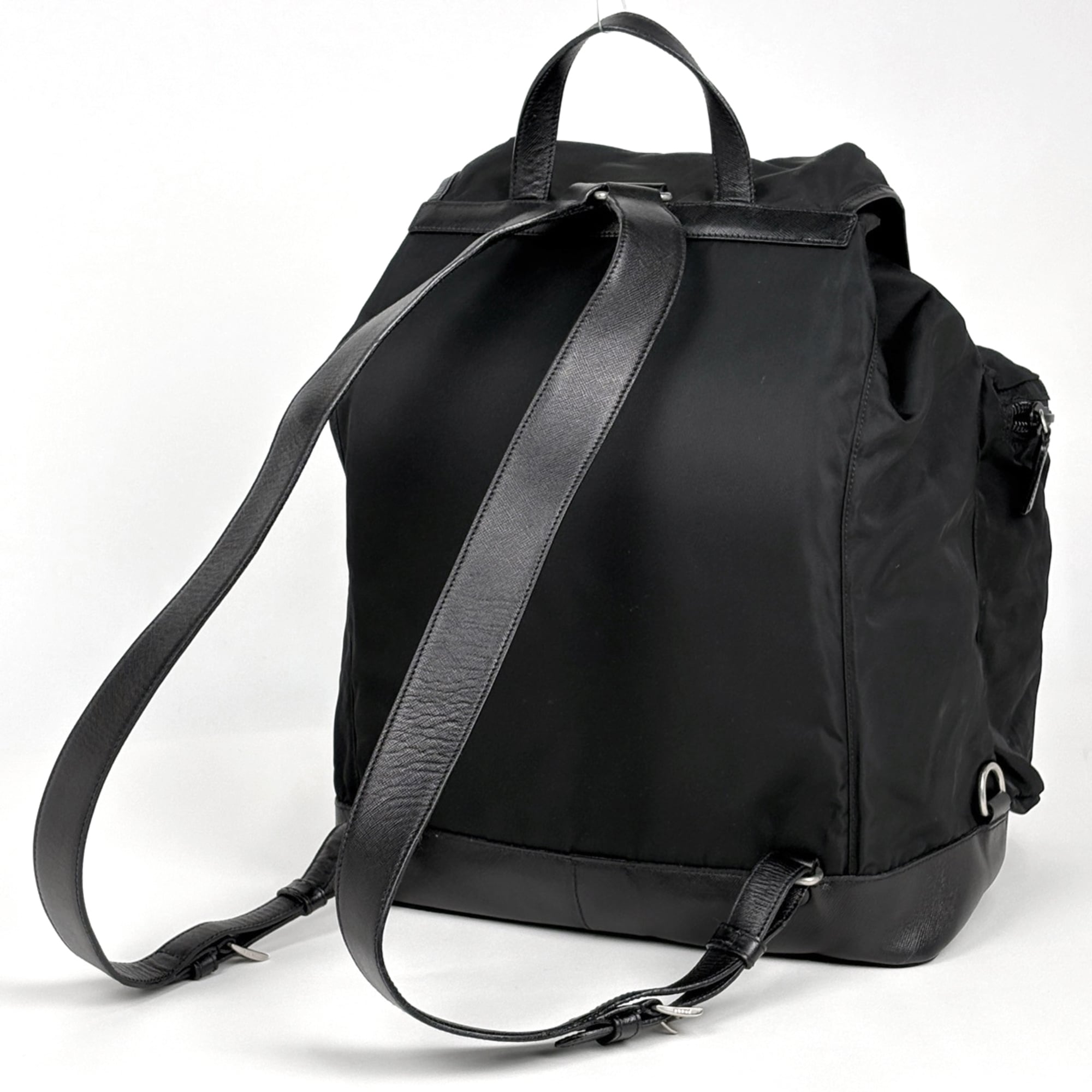 Prada Black Nylon Leather Backpack (Pre-Owned)