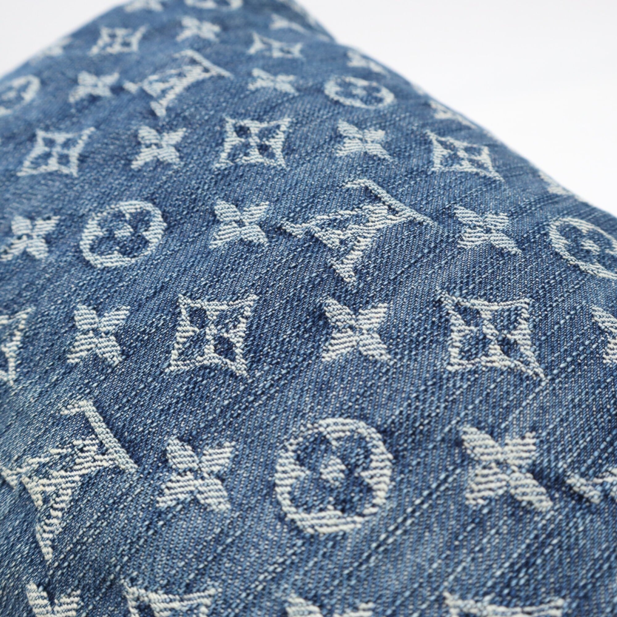 Louis Vuitton Monogram Denim Beige Blue Cotton Leather Shoulder Bag (Pre-Owned)